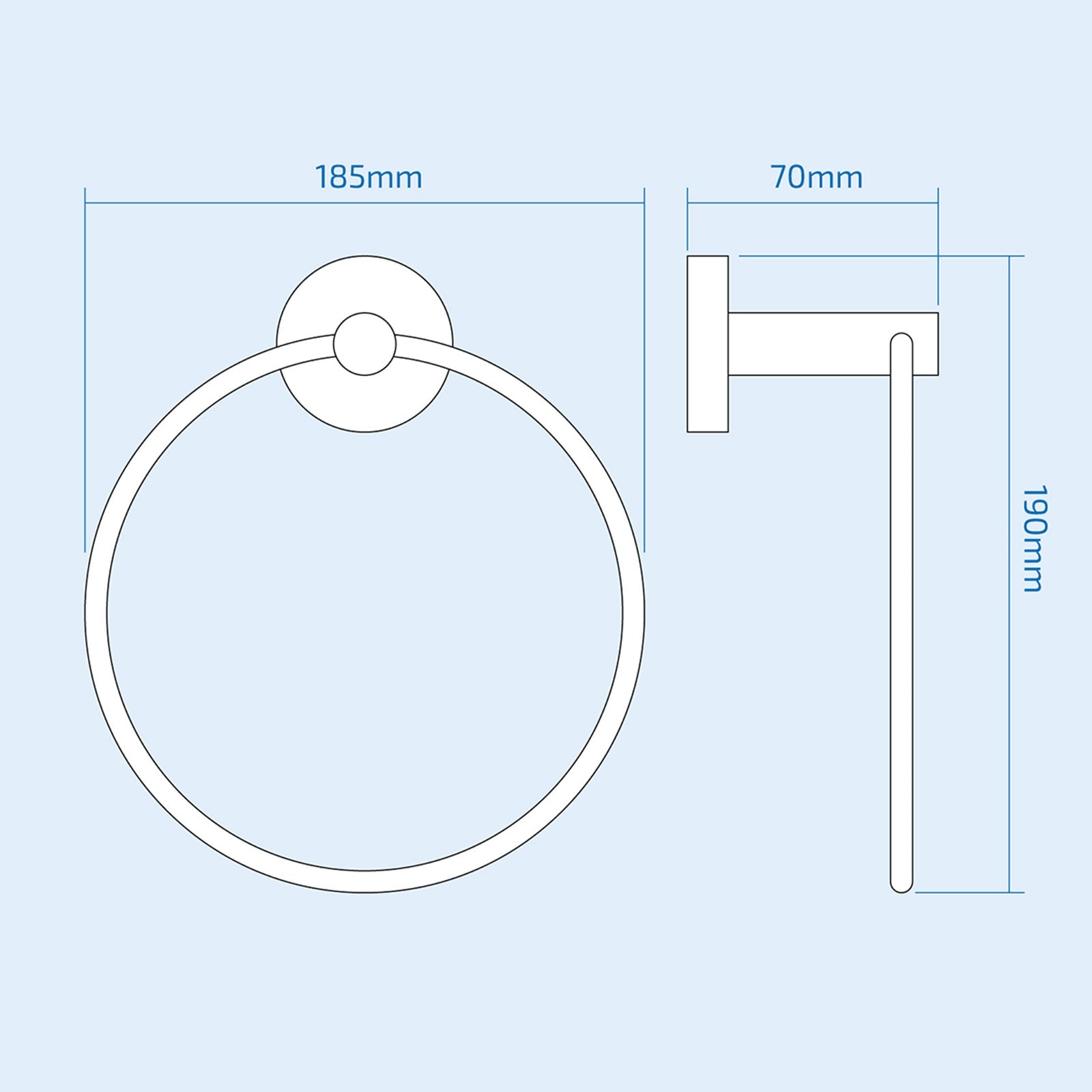 Solid Modern Brushed Brass Metal Bathroom Wall Mounted Towel Ring