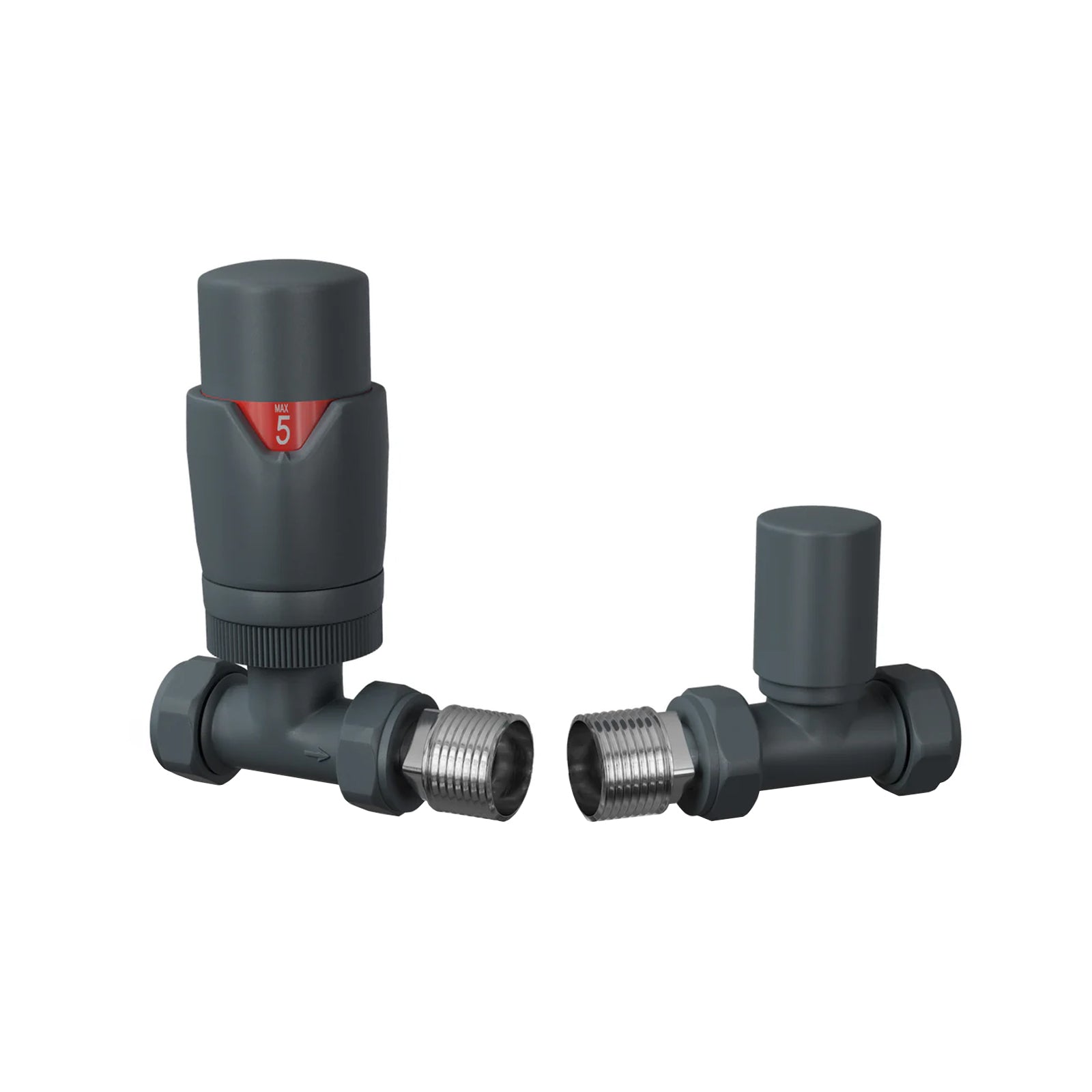 Anthracite Straight Thermostatic Radiator Valves