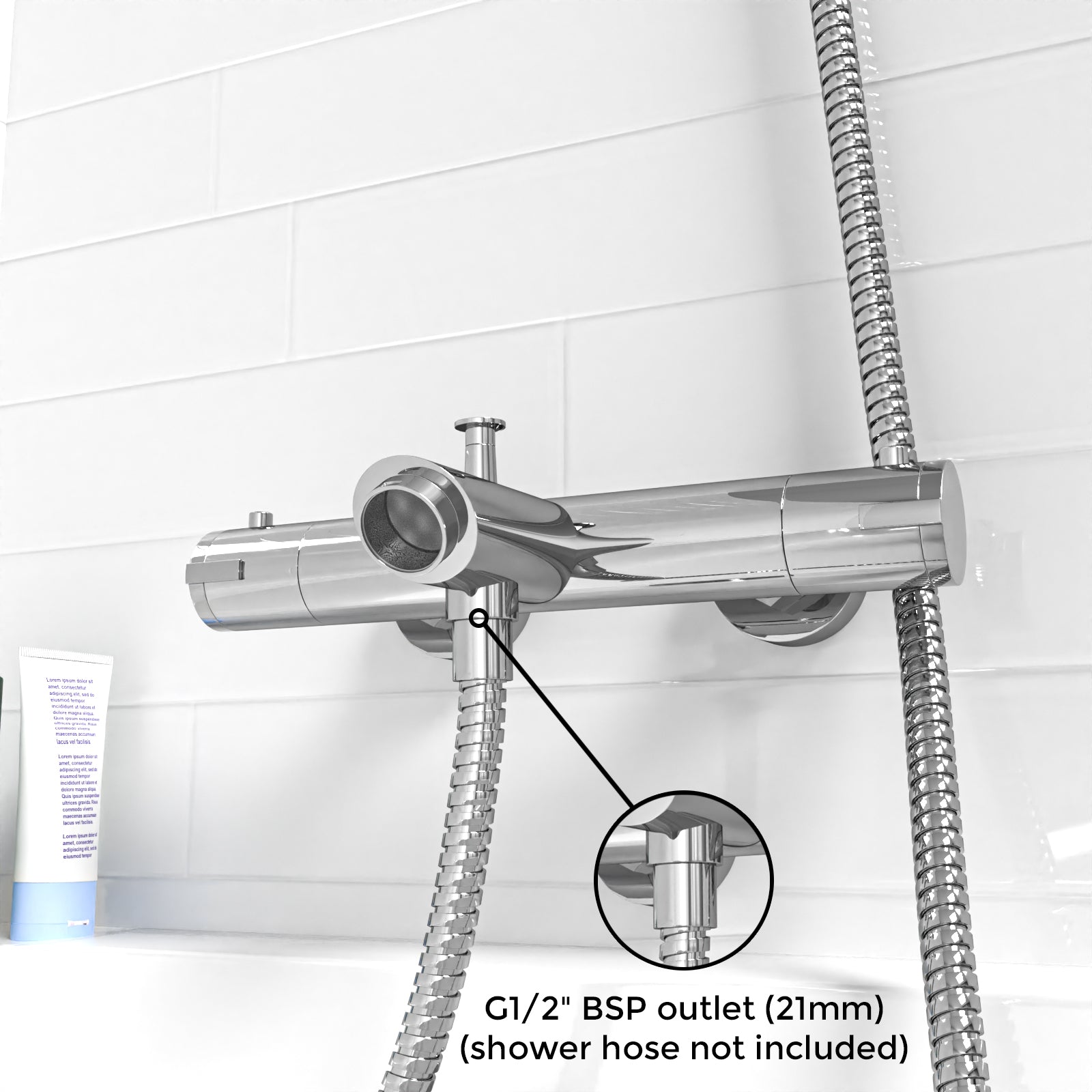 Wall Mounted Thermostatic Chrome Bath Shower Mixer Tap