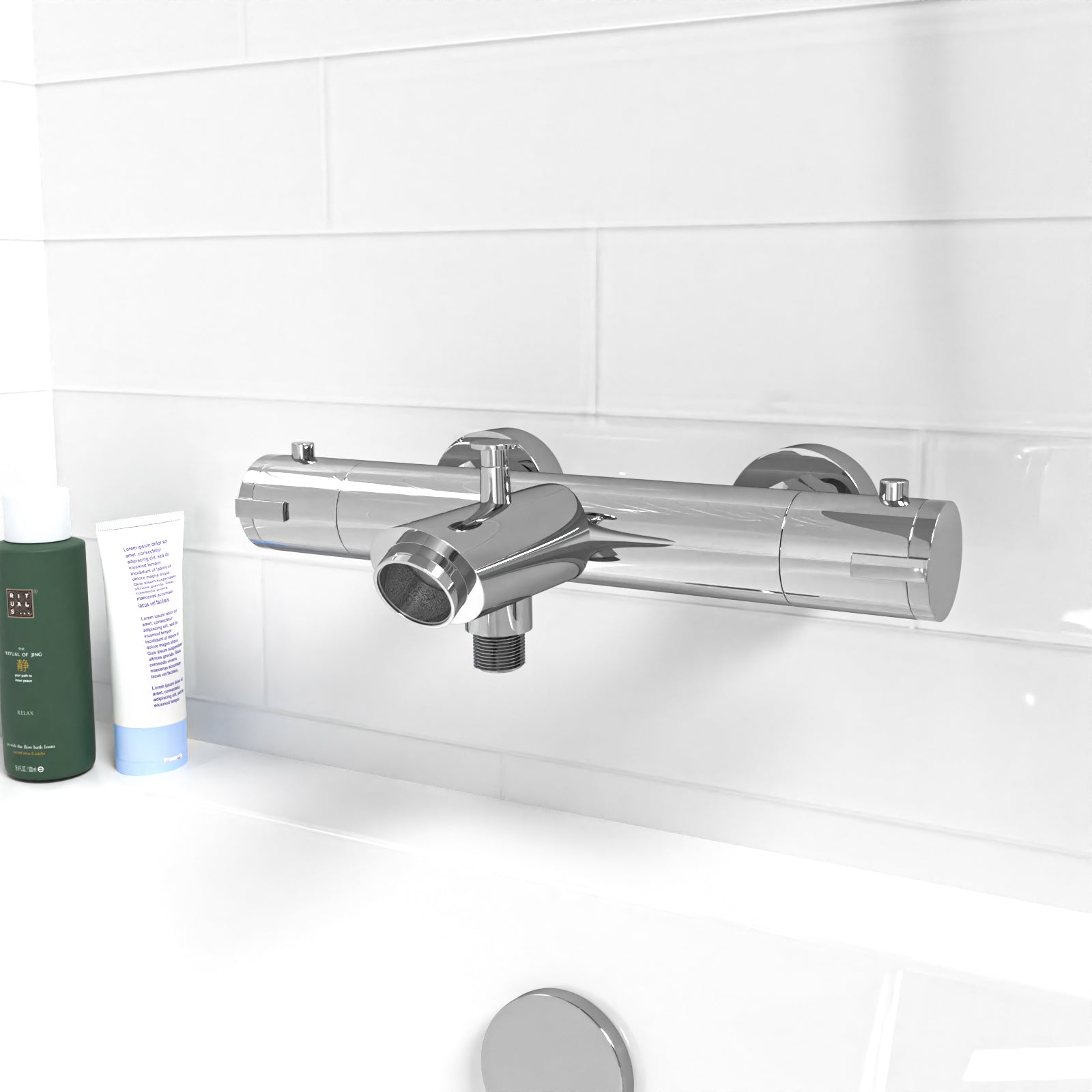 Wall Mounted Thermostatic Chrome Bath Shower Mixer Tap