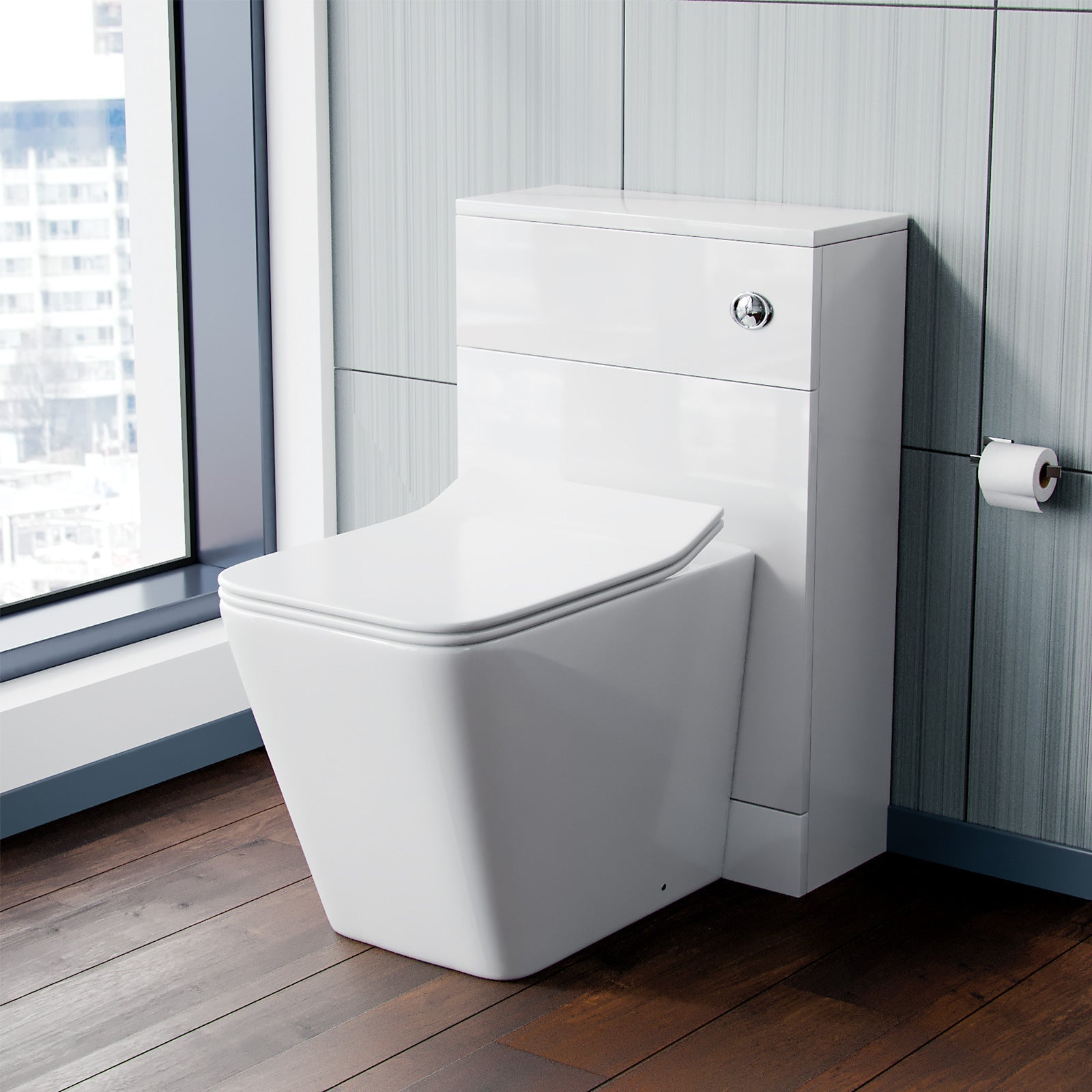 Modern Square Shape Back To Wall WC Toilet And Concealed Cistern Tank
