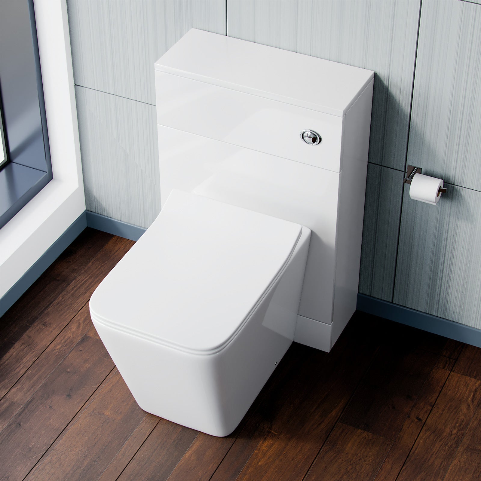 Modern Square Shape Back To Wall WC Toilet And Concealed Cistern Tank