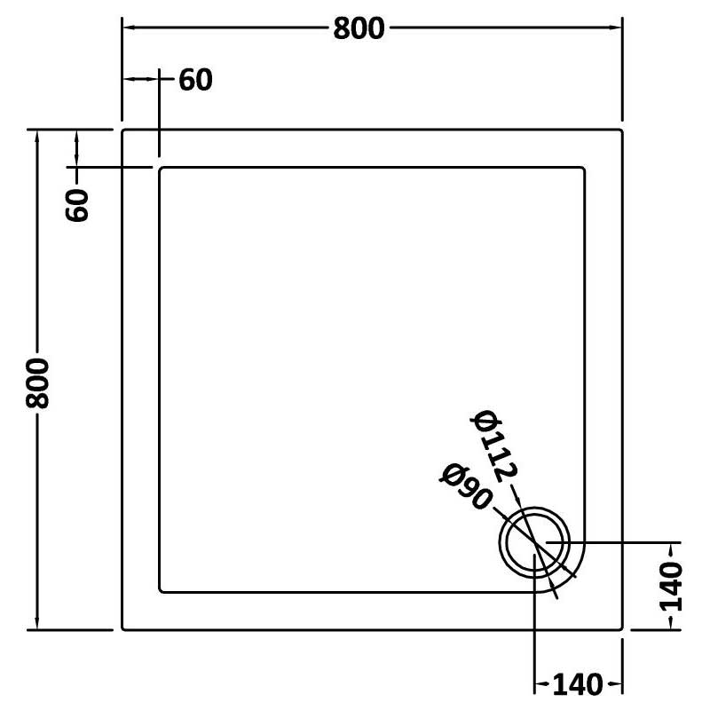 Modern Square 800 x 800 Shower Tray for Wetroom Stone Resin with Waste Plug