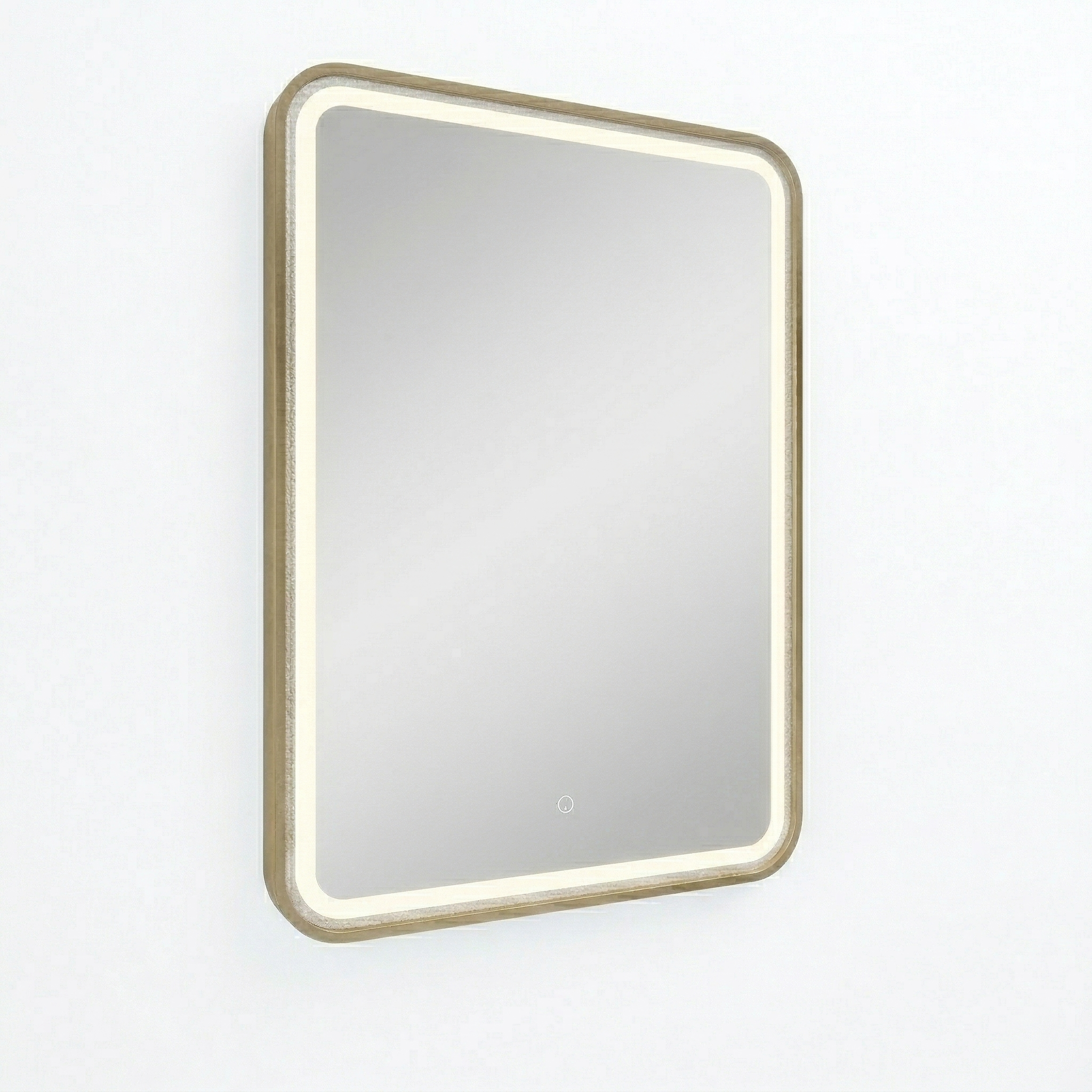 Kartell Ottone 500mm W x 700mm H Rectangle Brushed Brass Frame Front Lid LED Mirror Wall Mounted - OT5070