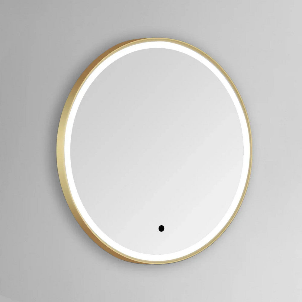 Kartell Ottone 600mm Round Brushed Brass Frame Front Lid LED Mirror Wall Mounted - OT60
