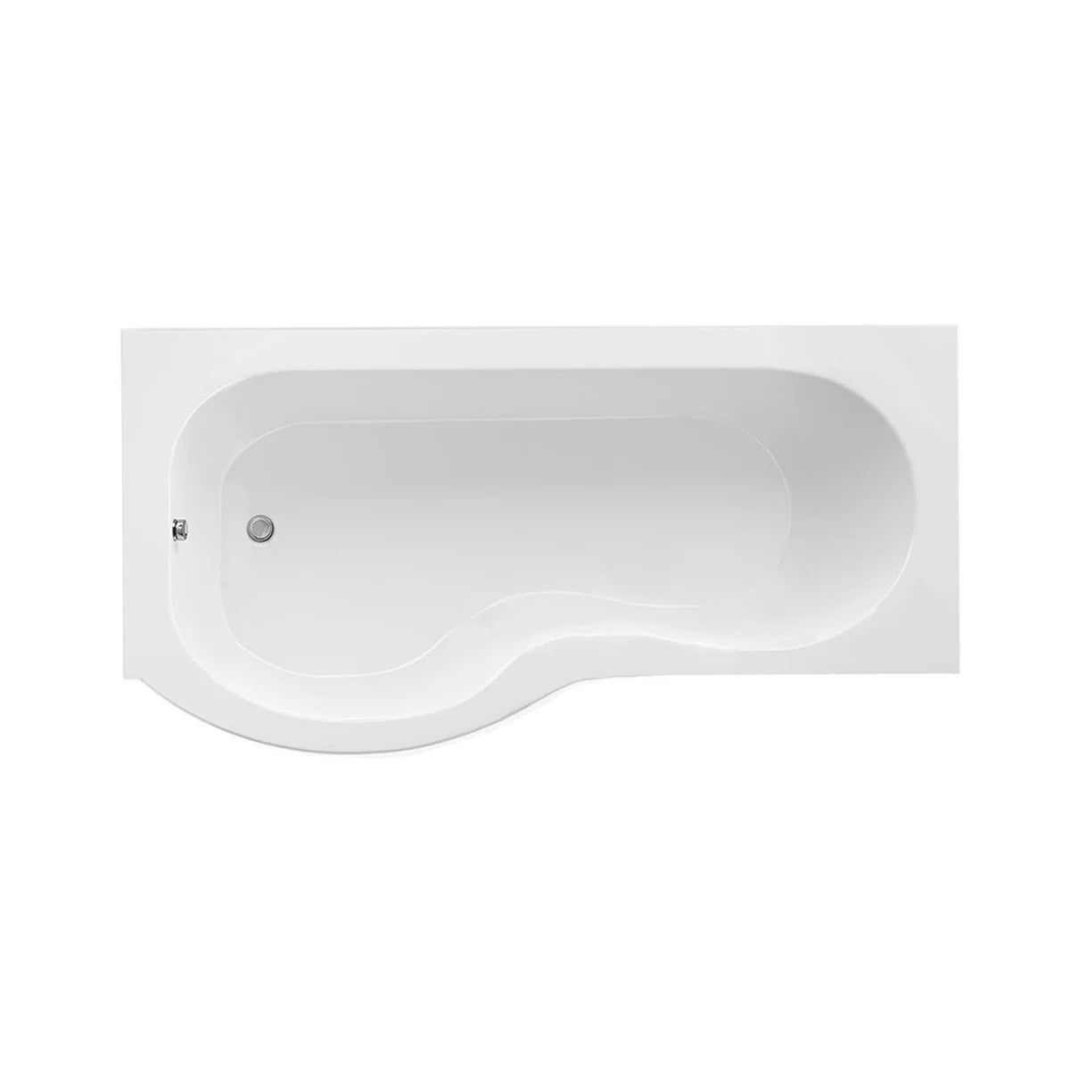 1500mm P Shaped Left Hand Curved Shower Bath Acrylic