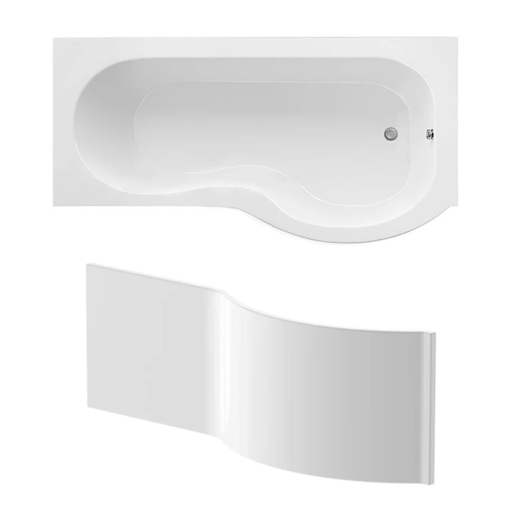 P-Shaped RH 1500mm Curved Shower Bath Acrylic with Front Panel