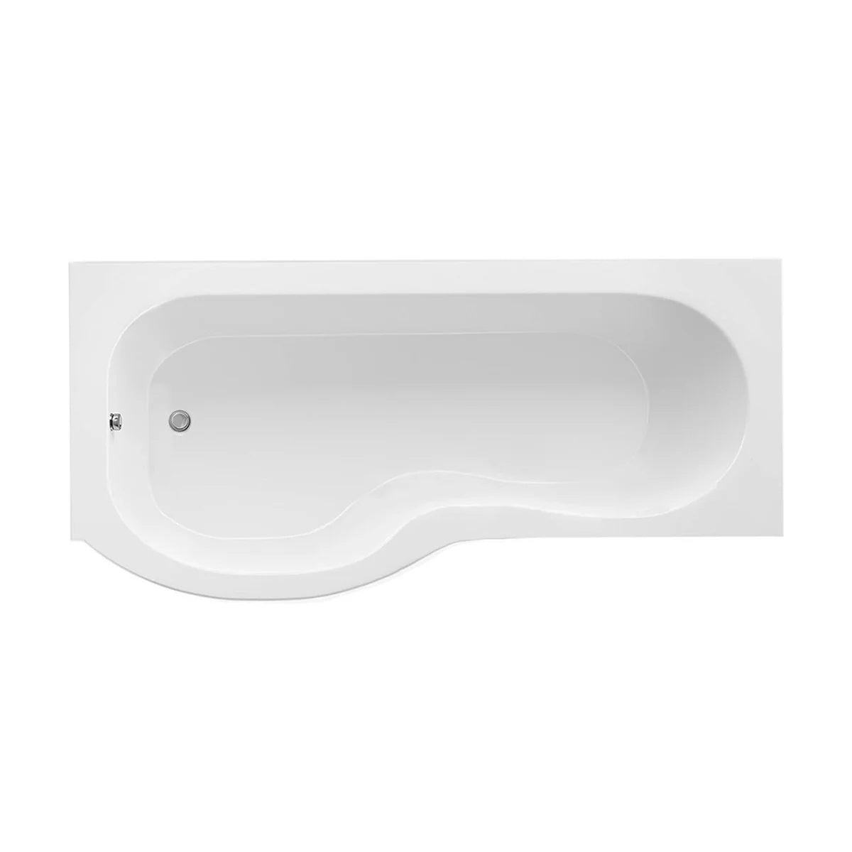 1600mm P Shaped Left Hand Curved Shower Bath Acrylic