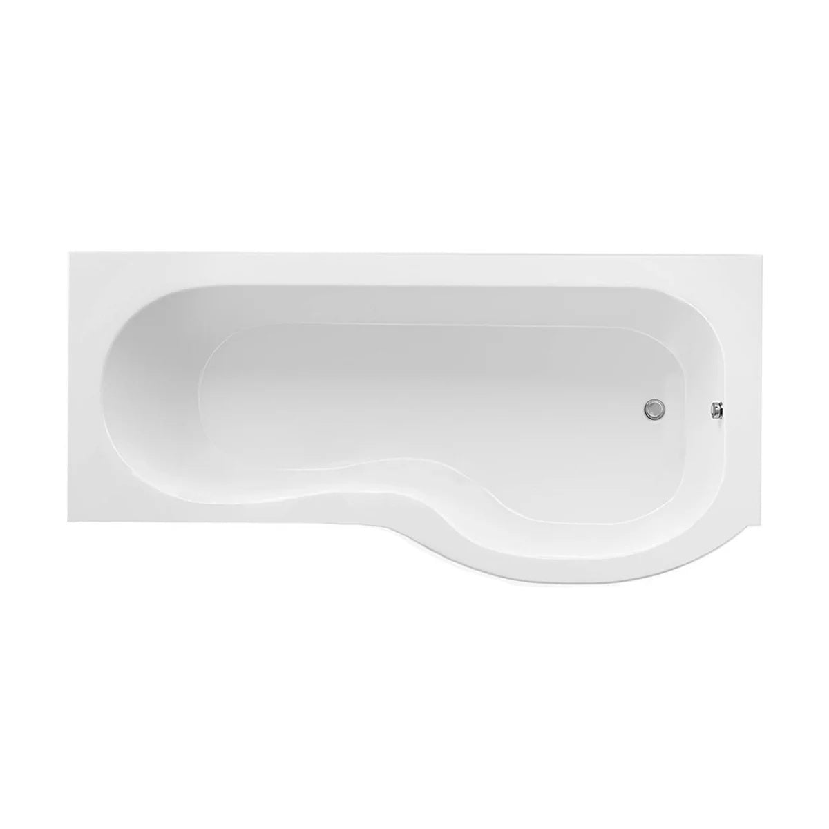 1600mm P Shaped Right Hand Curved Shower Bath Acrylic