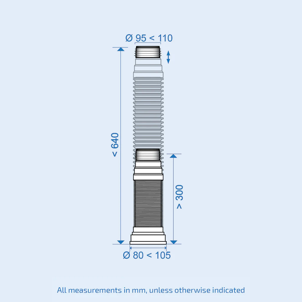 Wirquin Toilet WC Long Pan Connector 300mm - 640mm