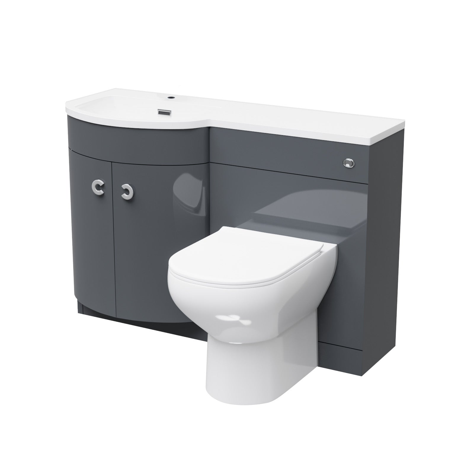 Dene 1100mm Basin Combination Vanity Unit, WC unit, Back To Wall Toilet Grey