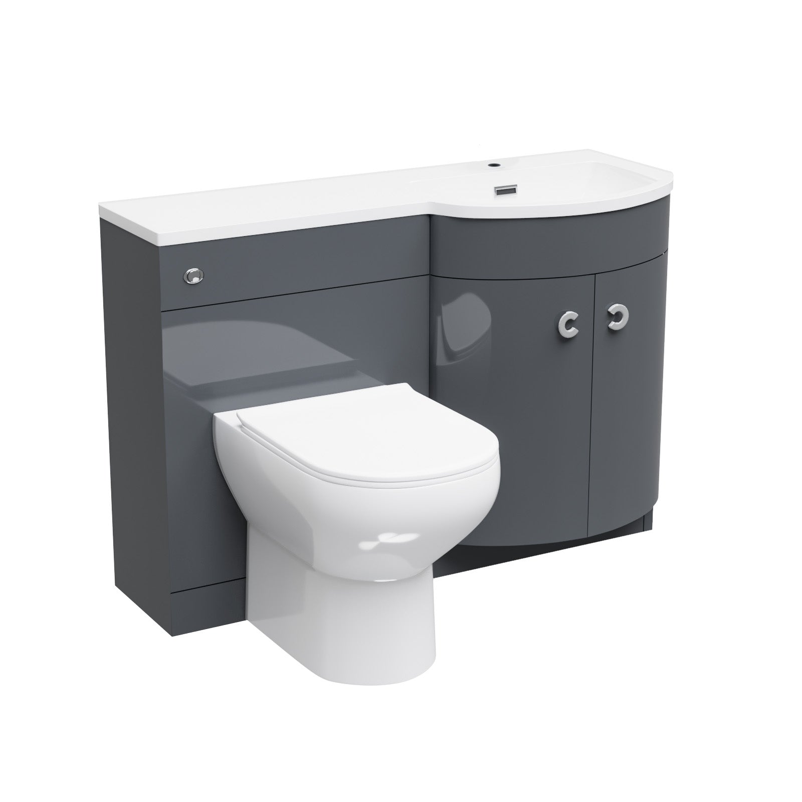 Dene 1100mm Basin Combination Vanity Unit, WC unit, Back To Wall Toilet Grey