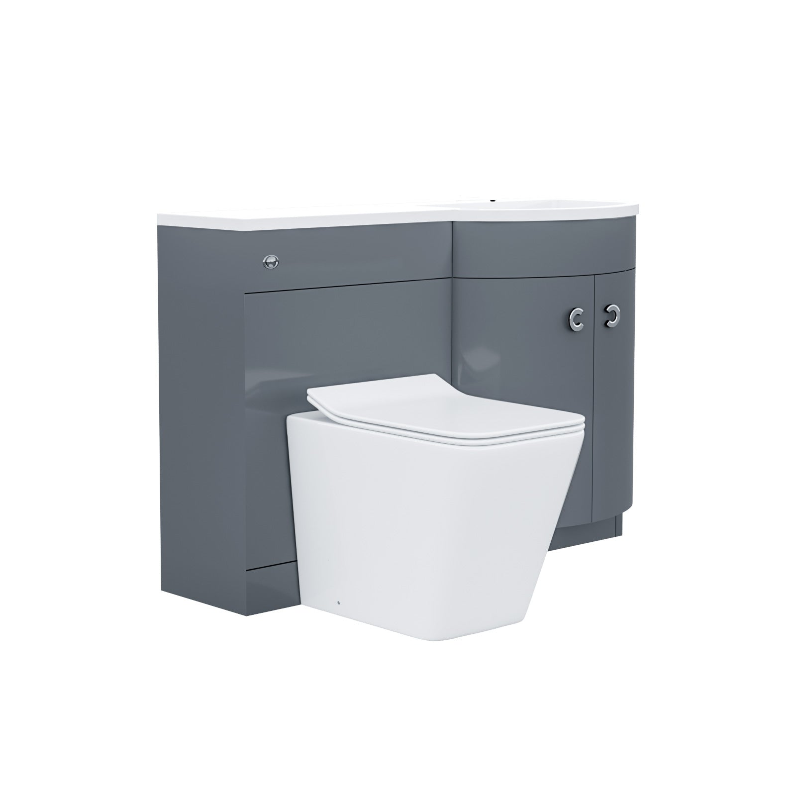 Dene Grey 1100 mm RH Vanity Unit and Back To Wall WC Toilet Bathroom