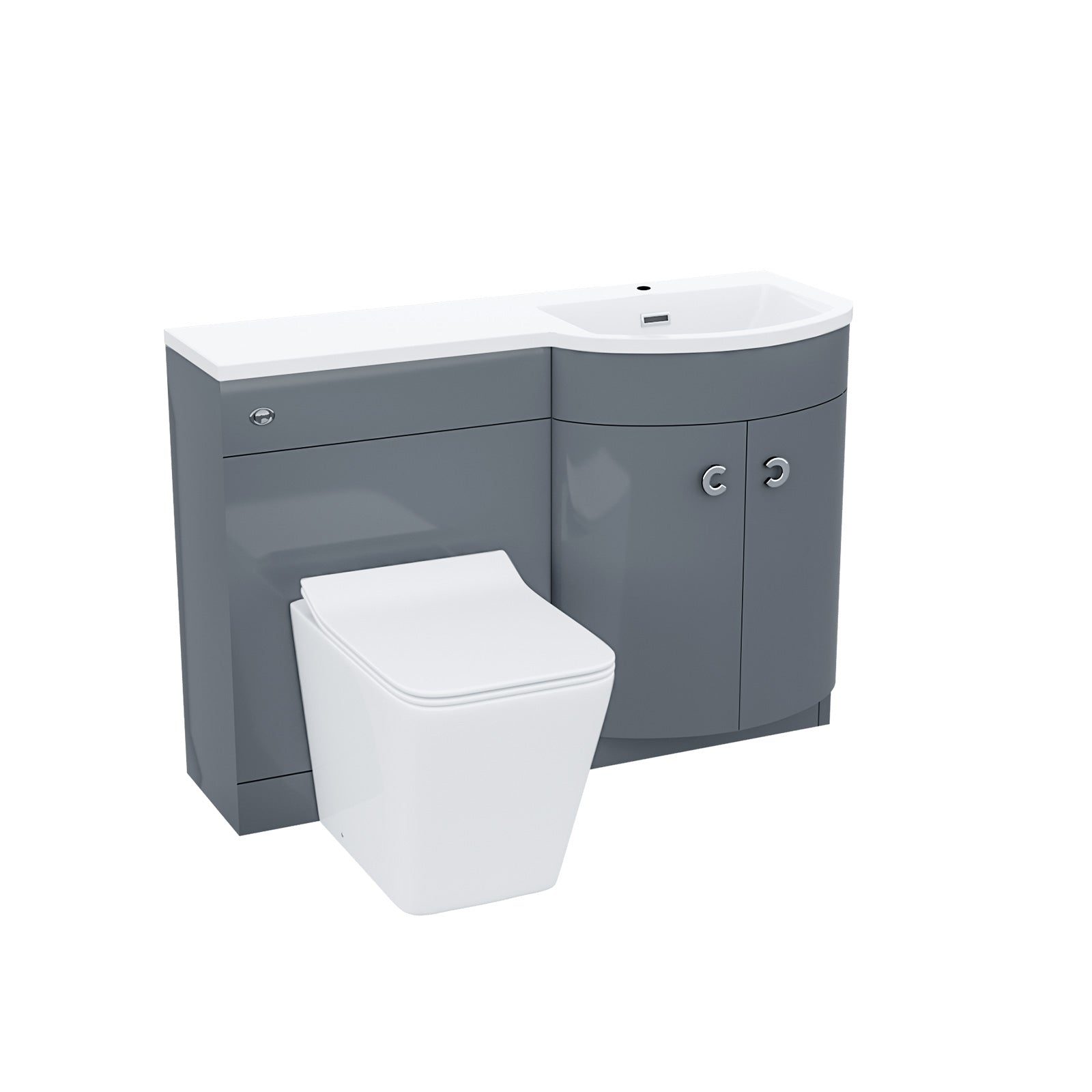Dene Grey 1100 mm RH Vanity Unit and Back To Wall WC Toilet Bathroom