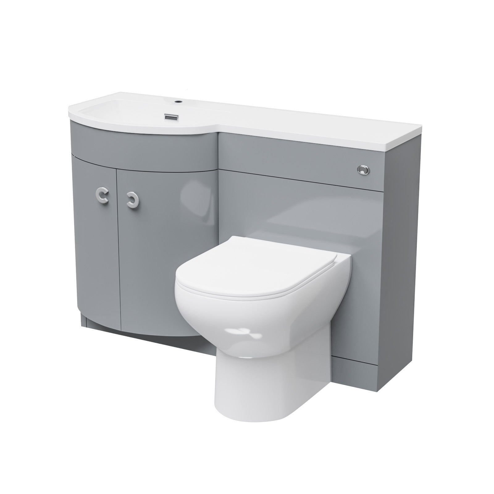 Dene Grey 1100mm Left Hand Basin Combination Vanity Unit, WC unit, Back To Wall Toilet