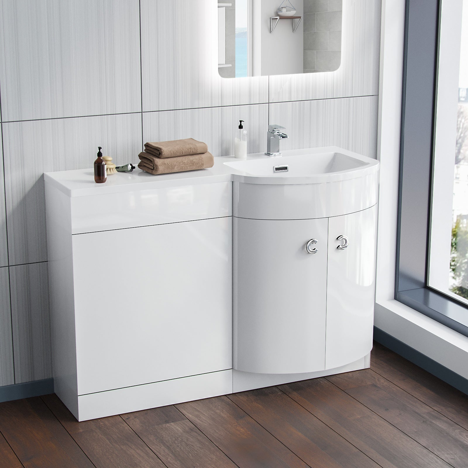 Dene 1100mm Vanity Basin & WC Combination Unit White