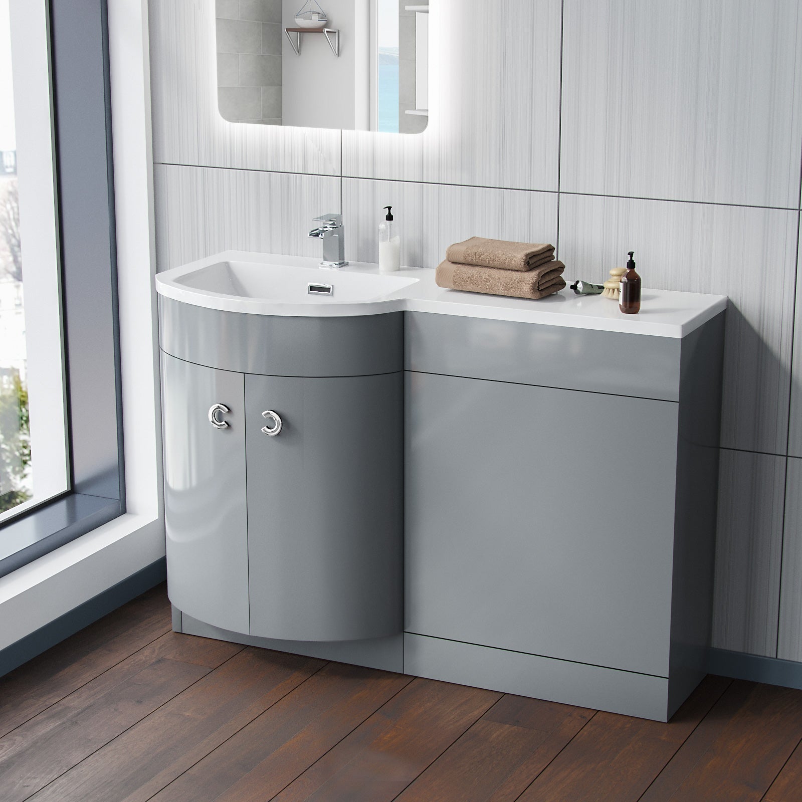 Dene Grey 1100mm Vanity Combination WC Basin Unit
