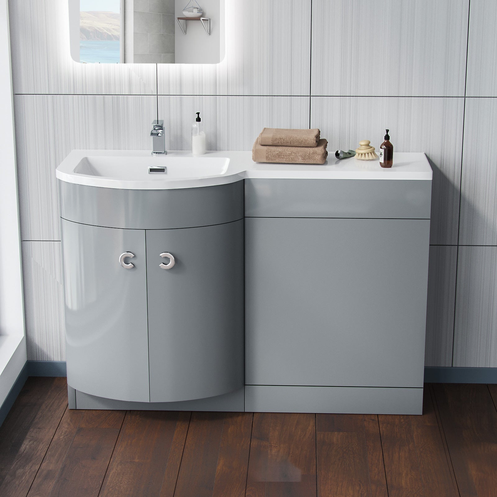 Dene Grey 1100mm Vanity Combination WC Basin Unit