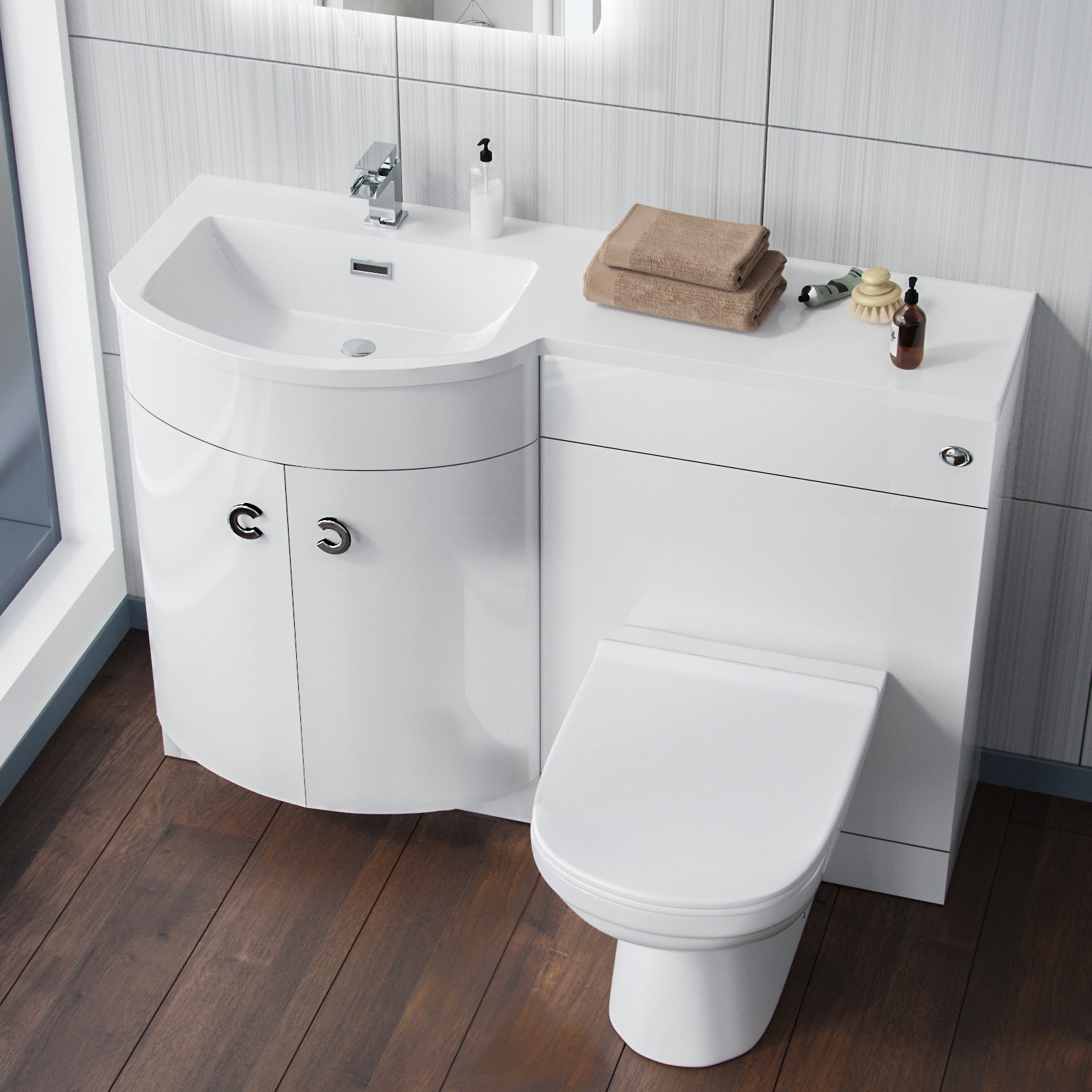 Dene White 1100mm Vanity Basin Unit & Desone Back To Wall Toilet
