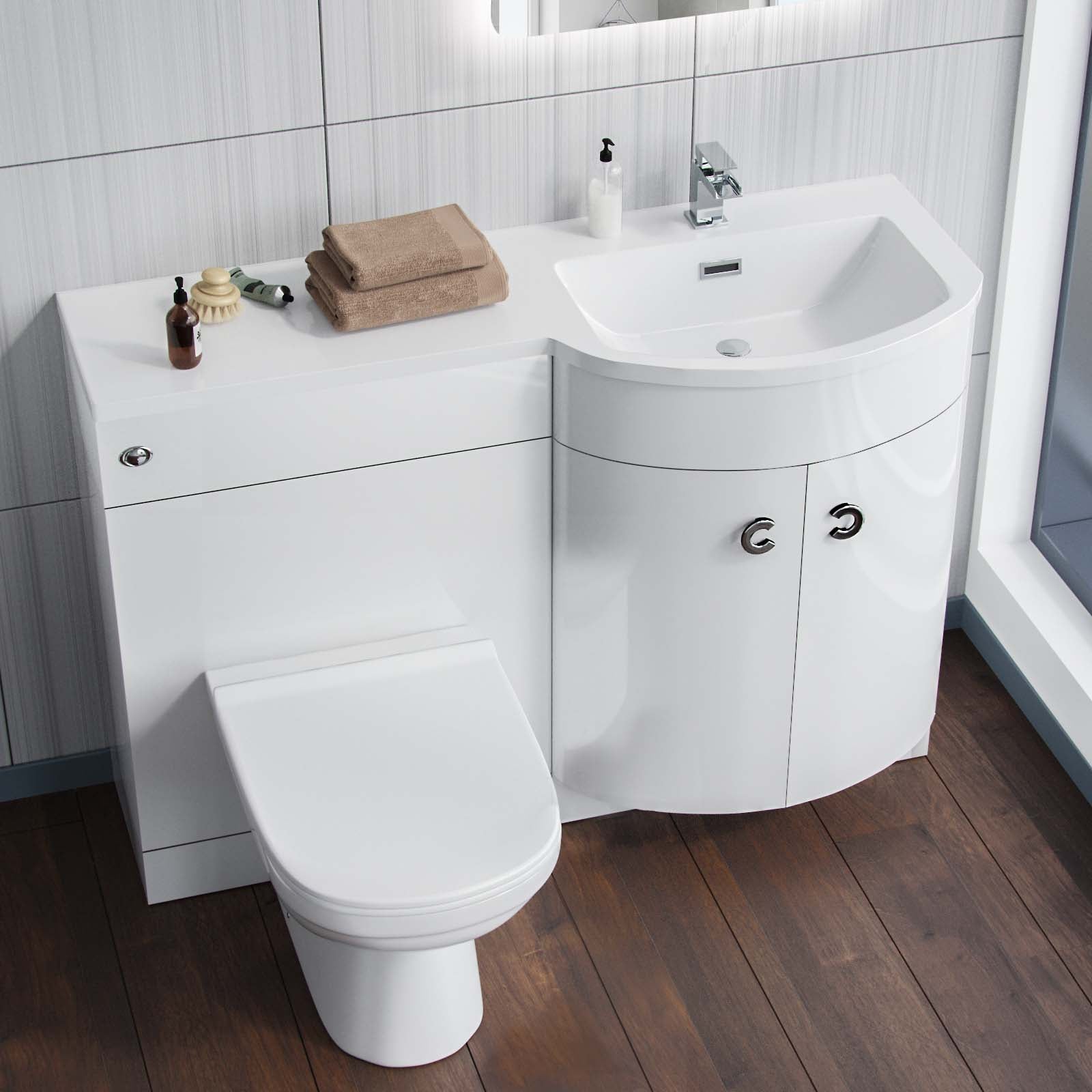 Dene White 1100mm Vanity Basin Unit & Desone Back To Wall Toilet