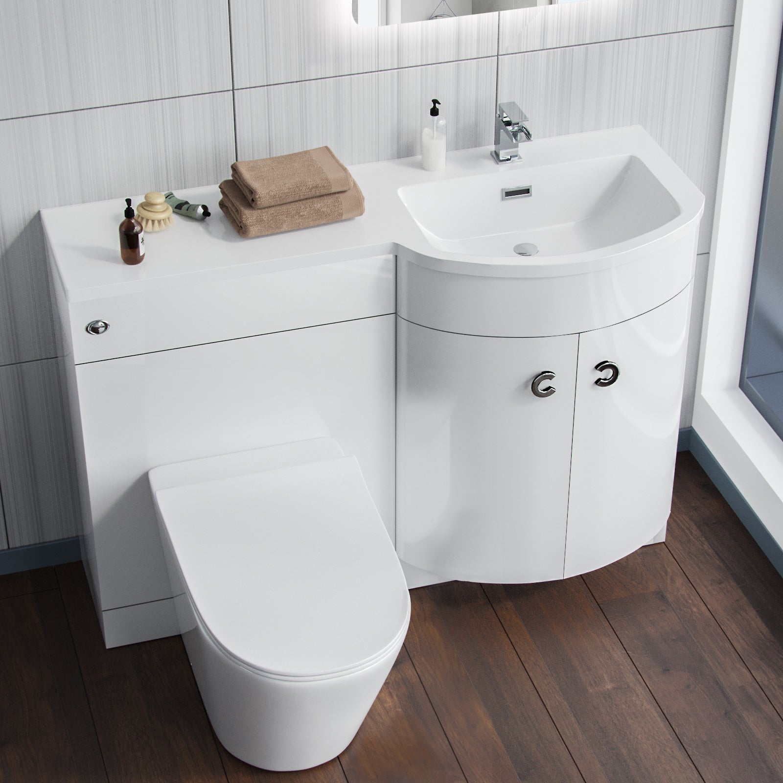 Dene White 1100mm Vanity Basin Unit & Ellis Back To Wall Toilet