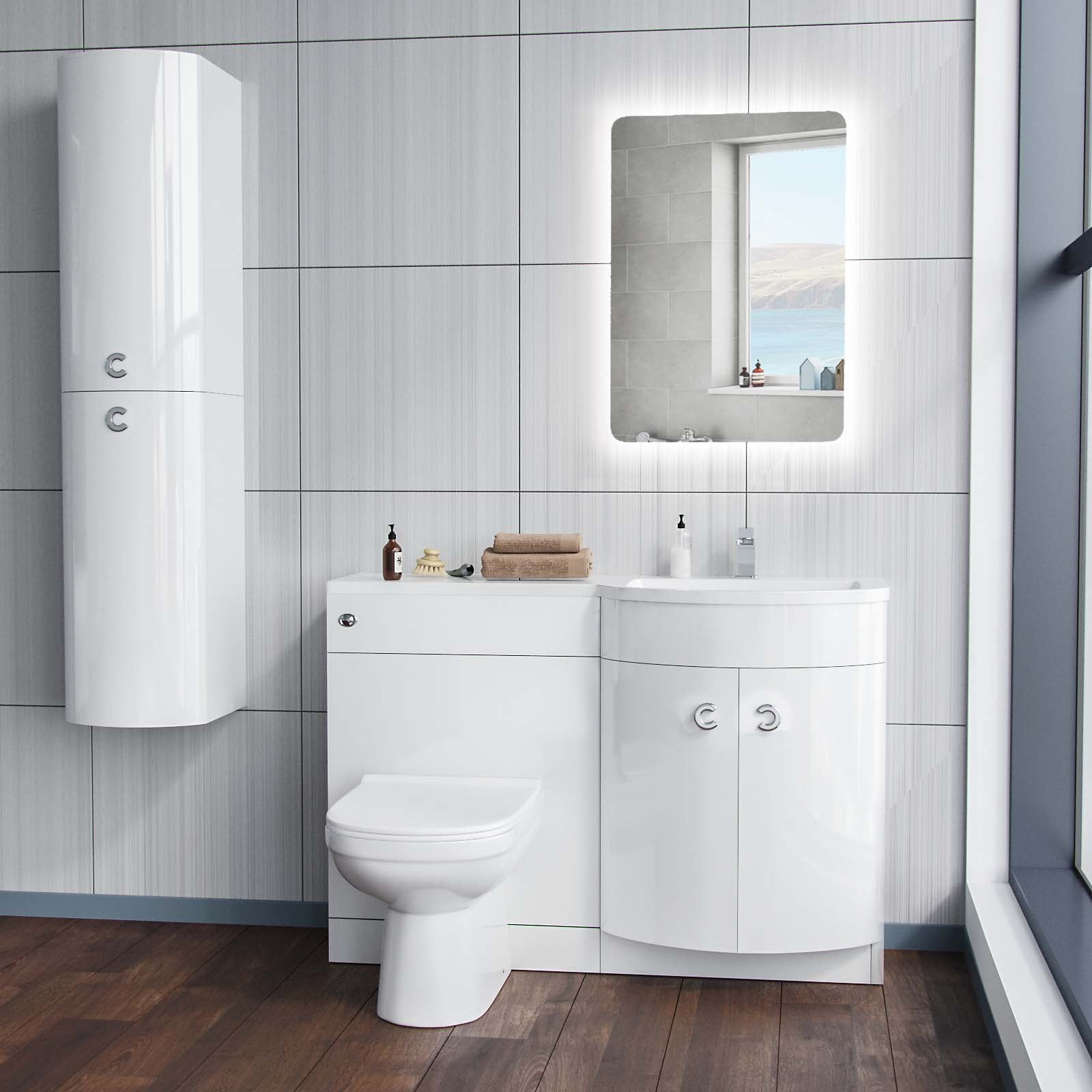 Dene White 1100mm Vanity Basin Unit & Desone Back To Wall Toilet