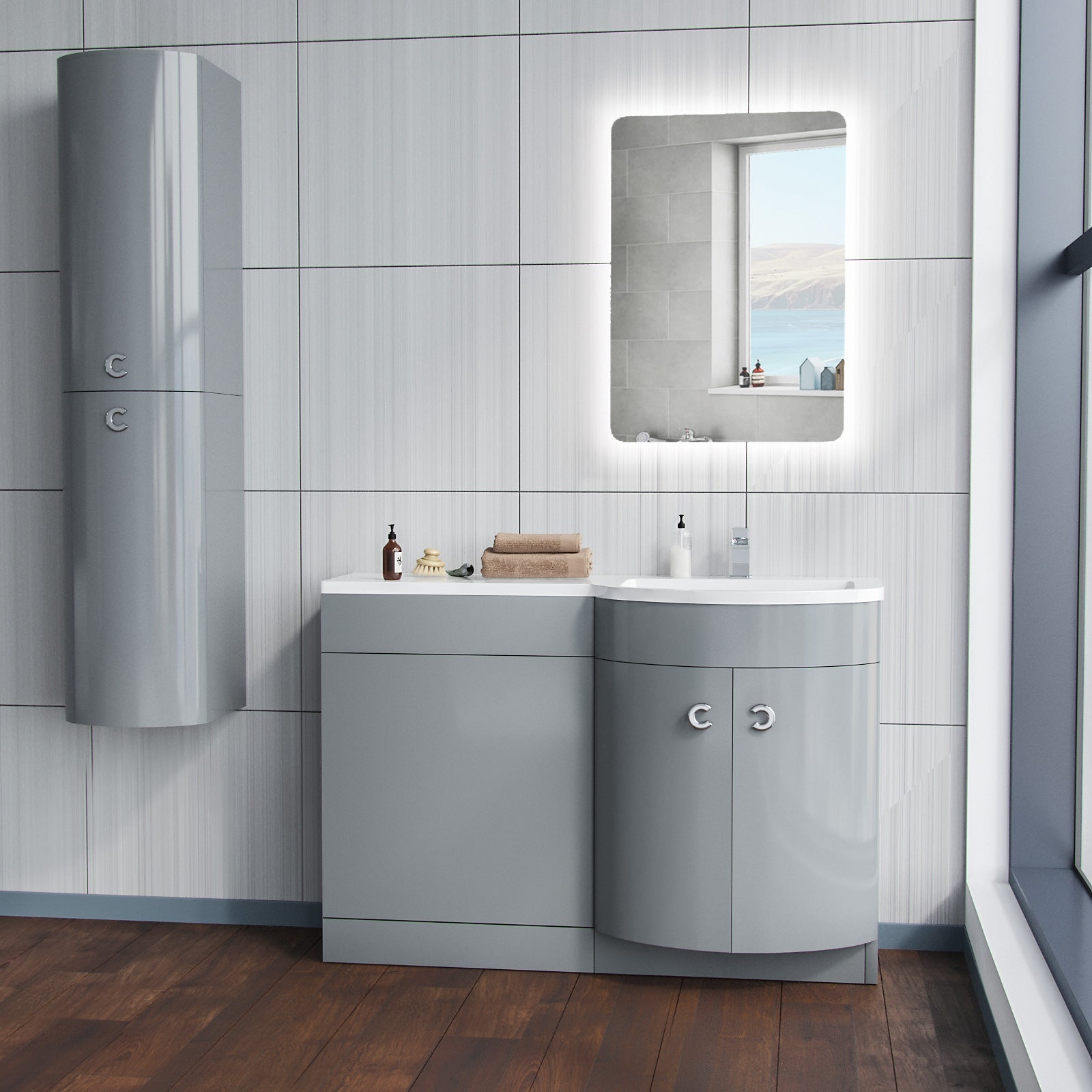 Dene Grey 1100mm Vanity Combination WC Basin Unit