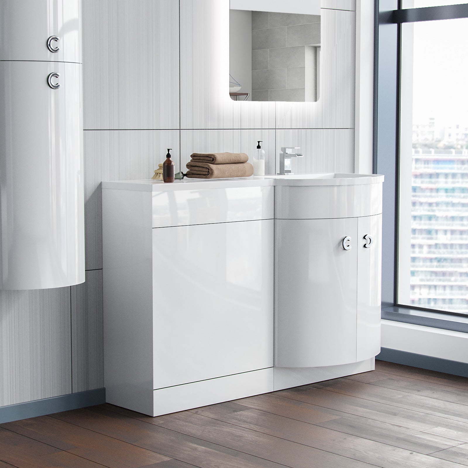 Dene White 1100mm Vanity Basin Unit & Ellis Back To Wall Toilet