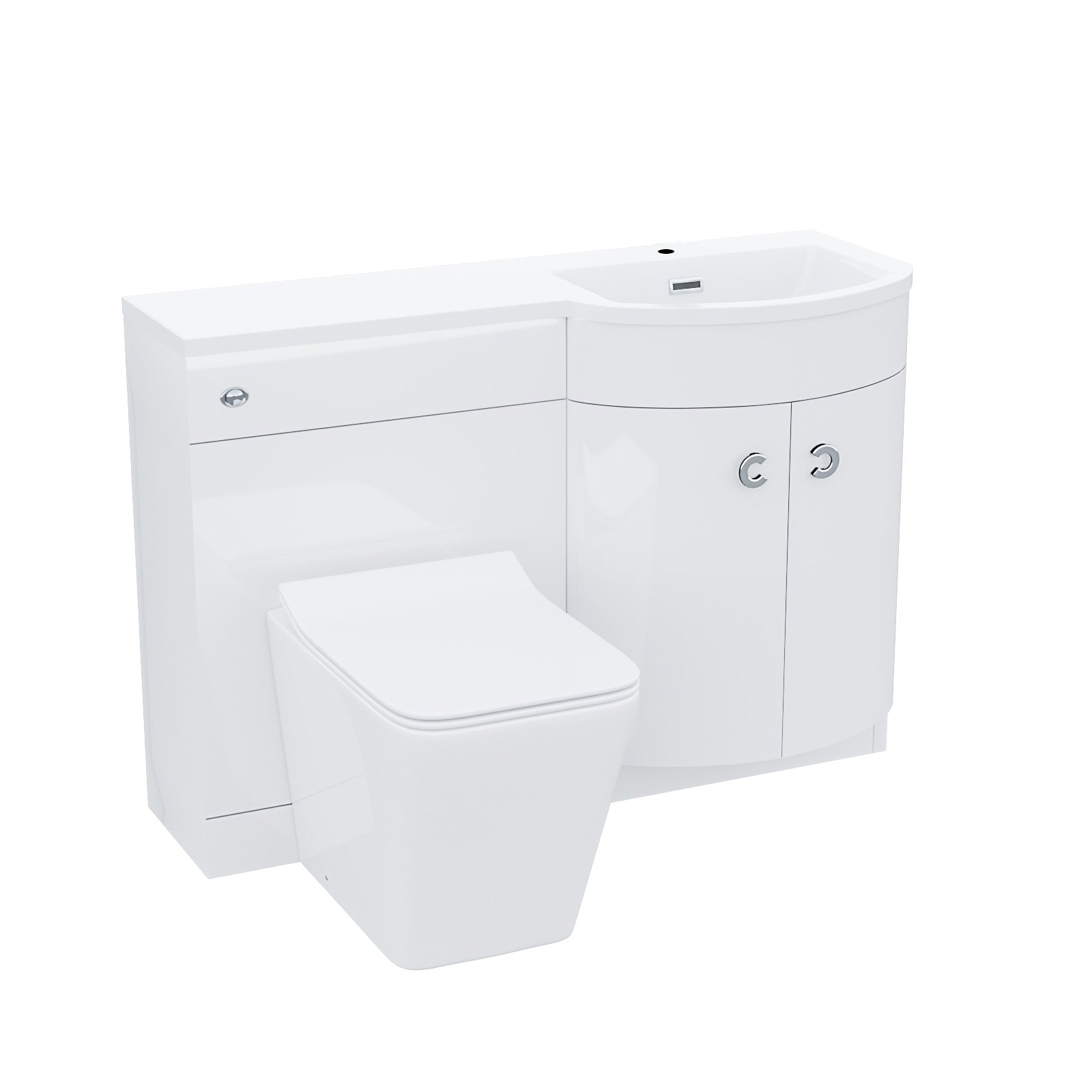 Dene 1100mm Vanity Basin Unit White & Elora Back To Wall Toilet White
