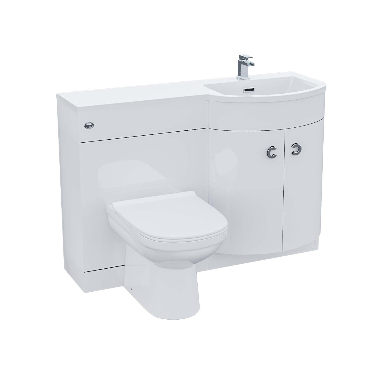 Dene White 1100mm Vanity Basin Unit & Desone Back To Wall Toilet