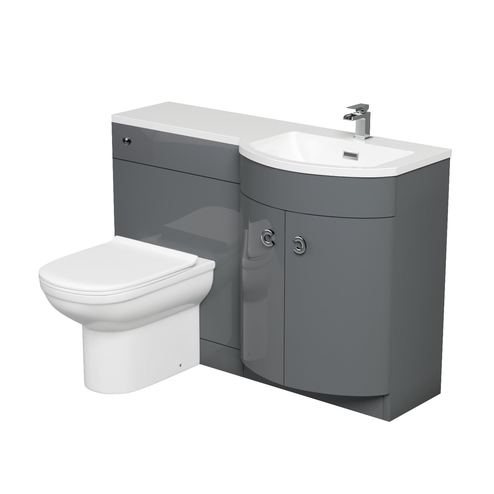 Dene 1100mm Vanity Basin Unit & Elso Back To Wall Toilet Grey