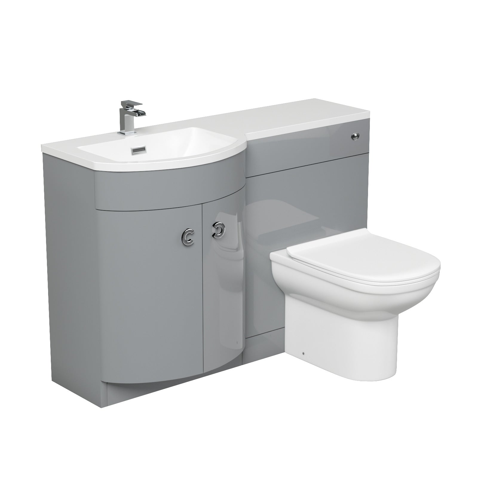 Dene Grey 1100mm Vanity Basin Unit & Eslo Back To Wall Toilet