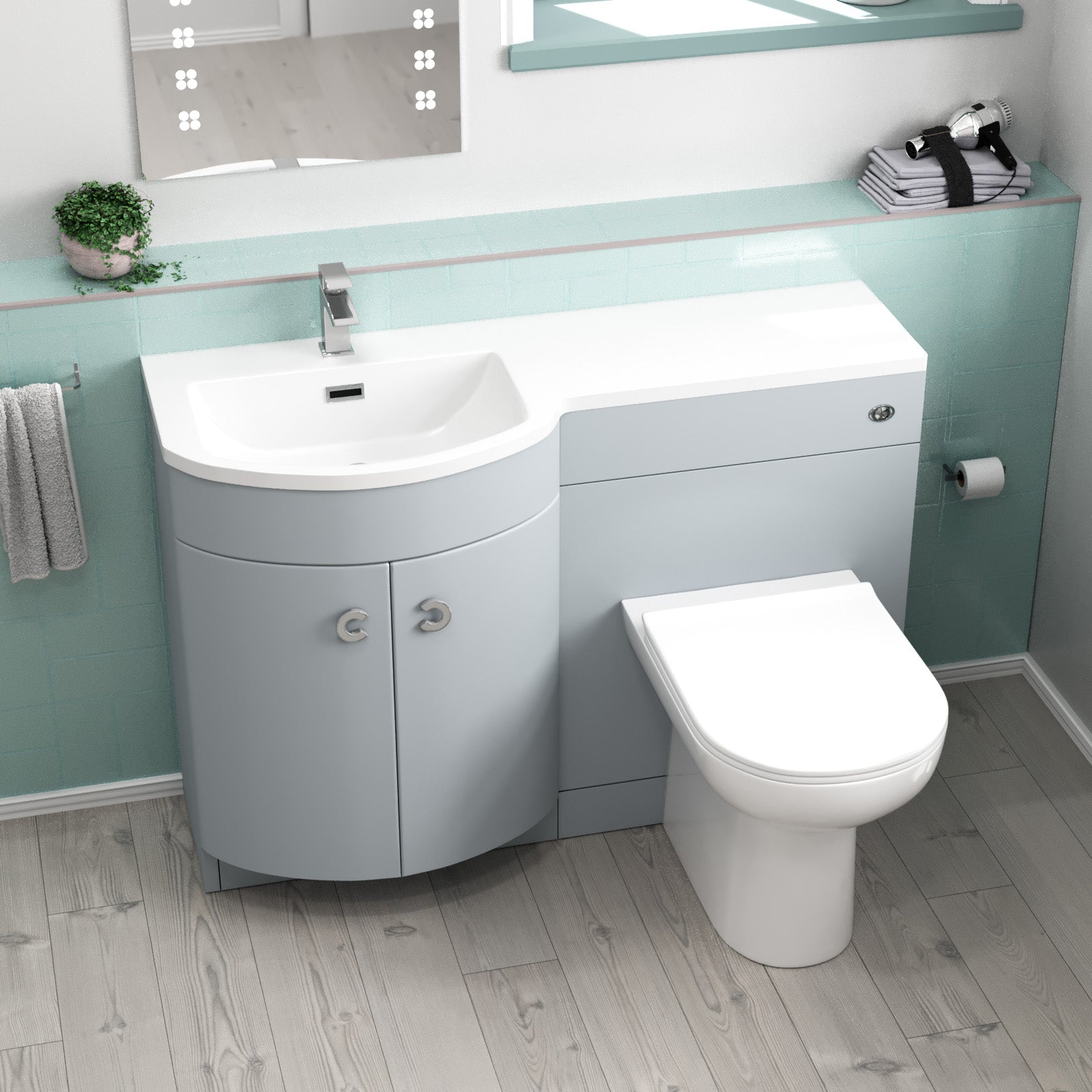 Bathroom setup with a white sink and toilet