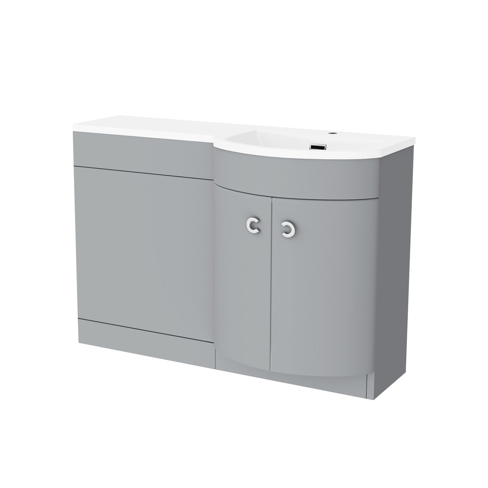 Dene 1100mm Matte Grey Right Hand Freestanding Basin Vanity & WC Unit