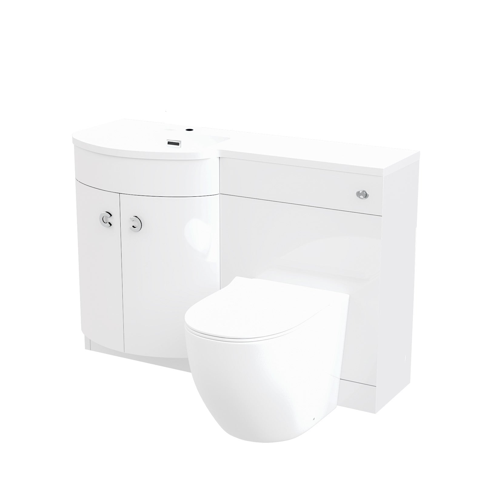 Dene White 1100 mm Left Hand Side Sink Combination Vanity Unit With Rimless Toilet