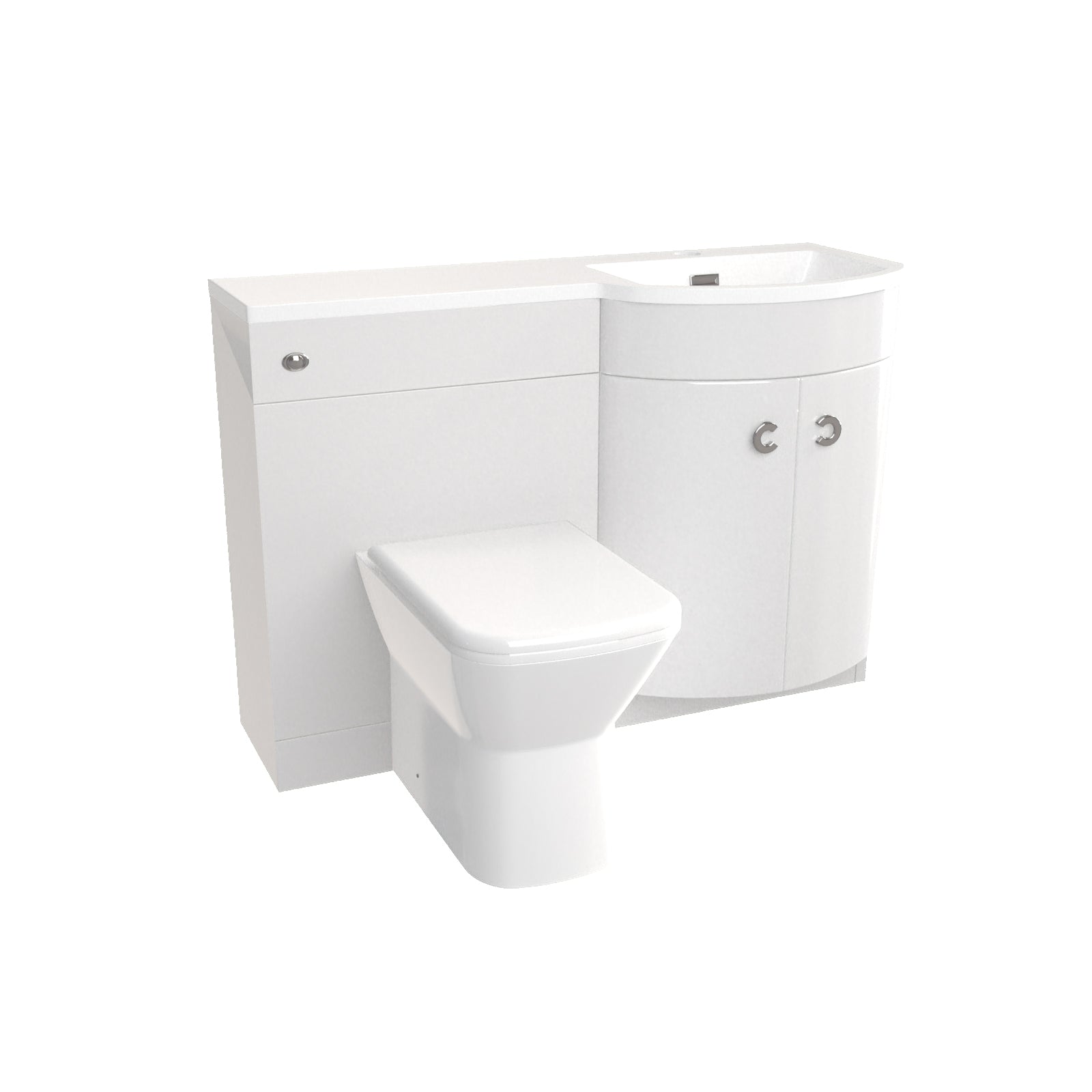 Dene 1100mm Sink White Combination Vanity Unit with BTW Toilet