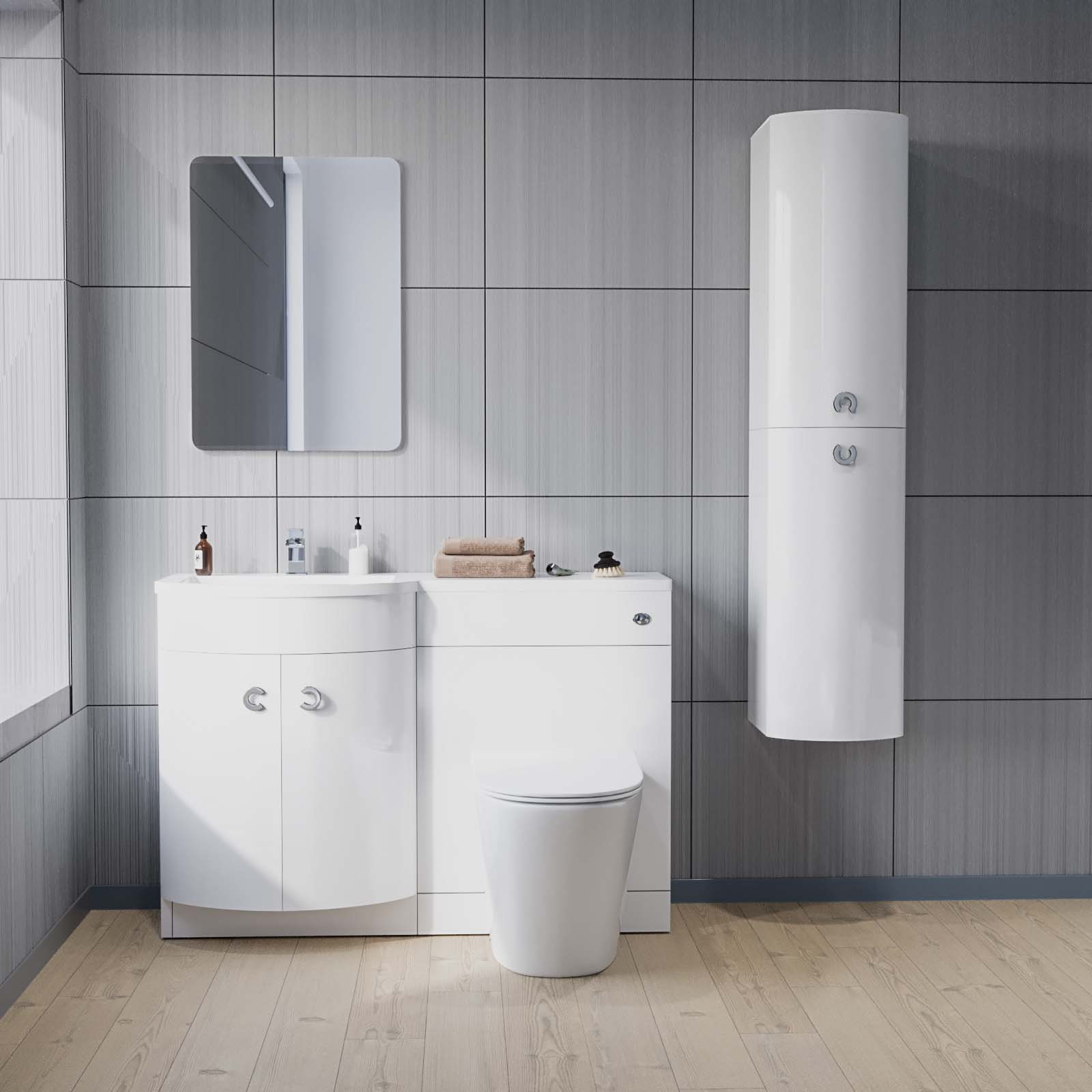 Dene White 1100mm Vanity Basin Unit & Ellis Back To Wall Toilet