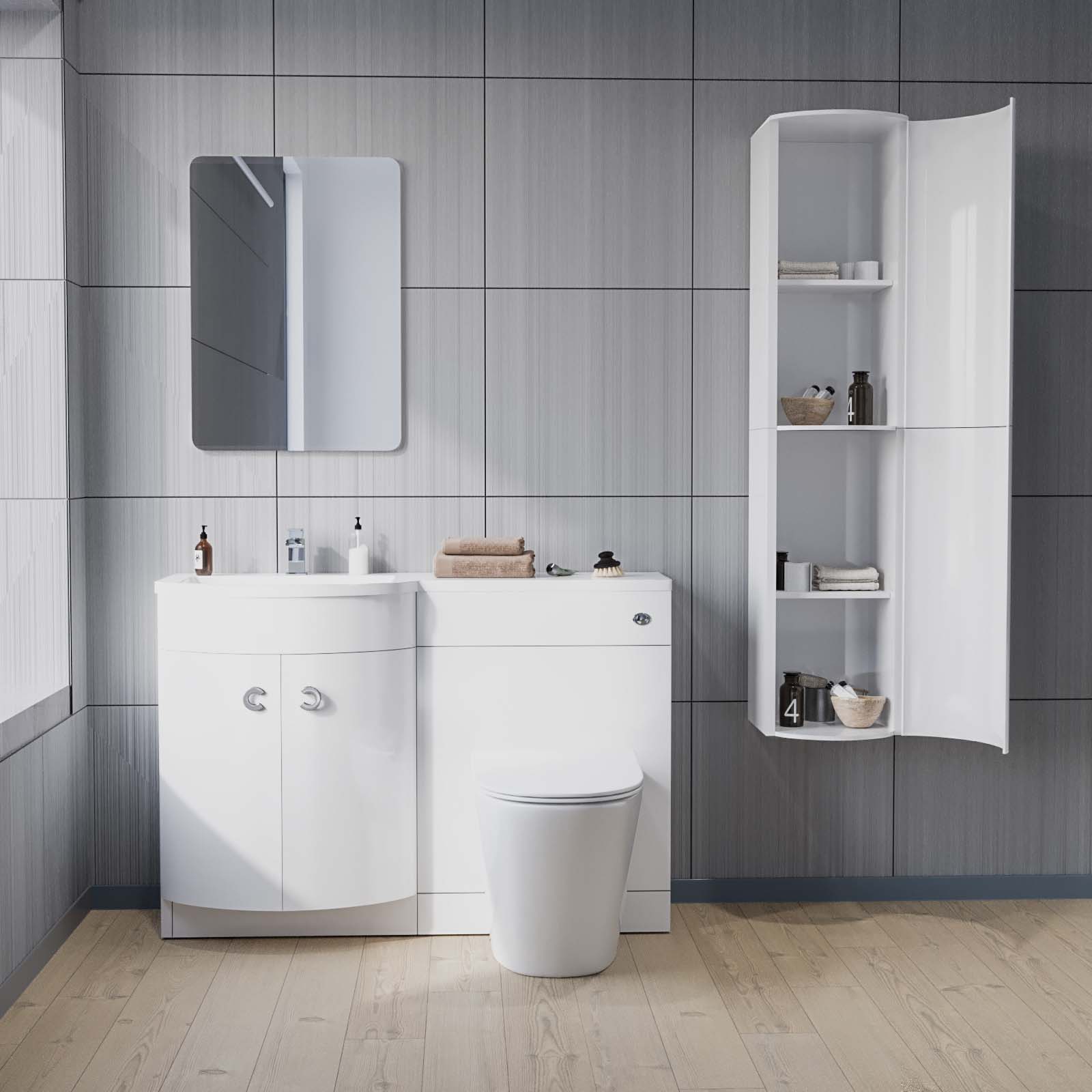 Dene White 1100mm Vanity Basin Unit & Ellis Back To Wall Toilet
