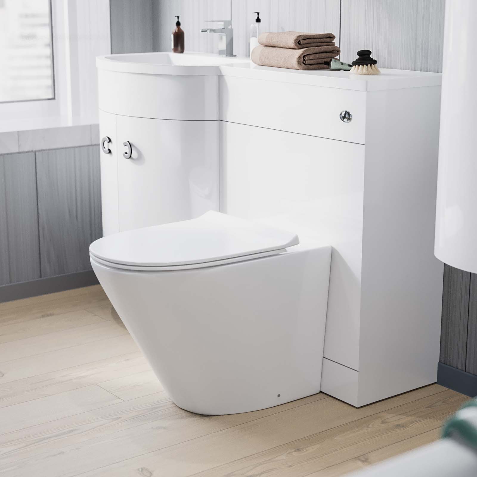 Dene White 1100mm Vanity Basin Unit & Ellis Back To Wall Toilet