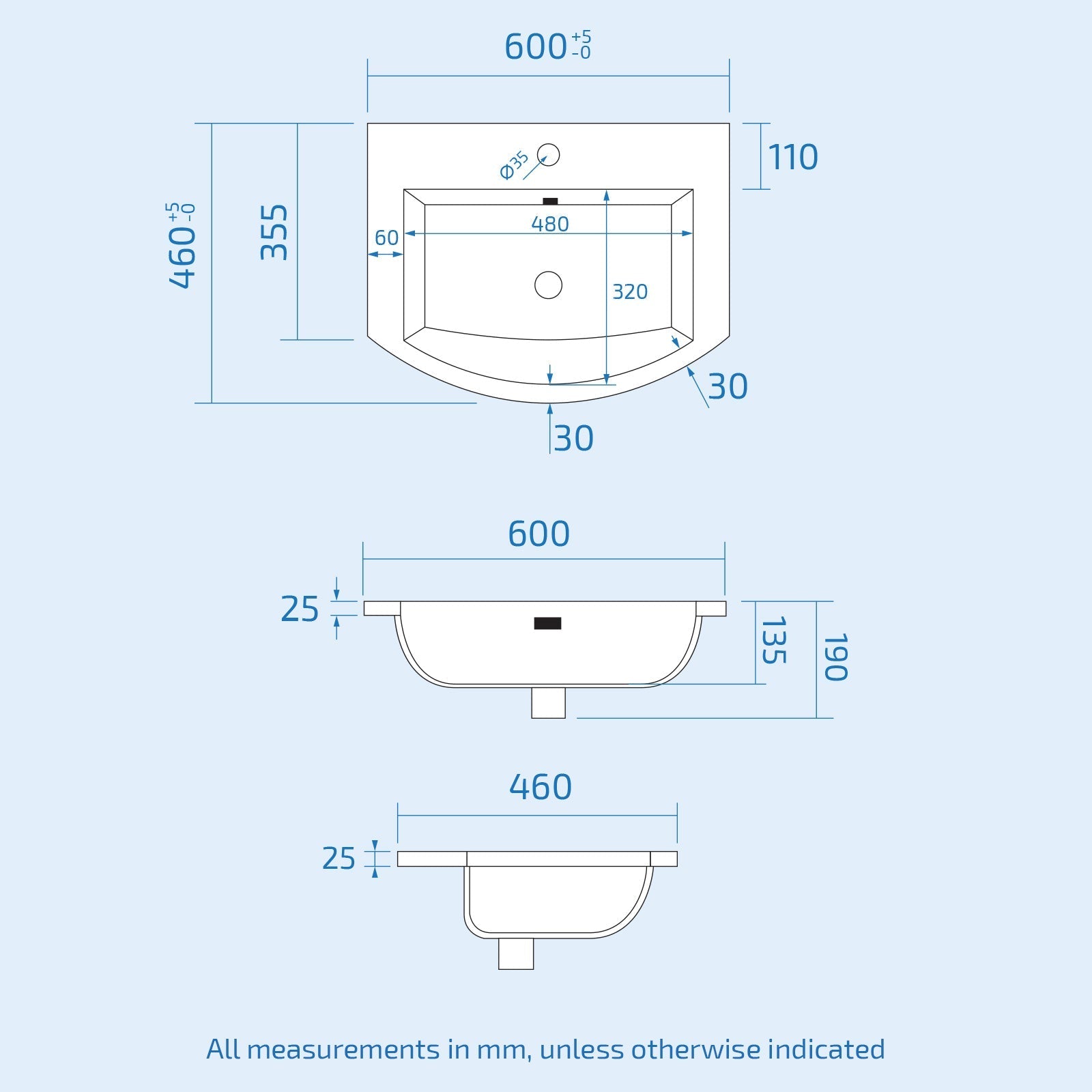 Dene Grey Modern Contemporary 600mm Vanity Basin Unit