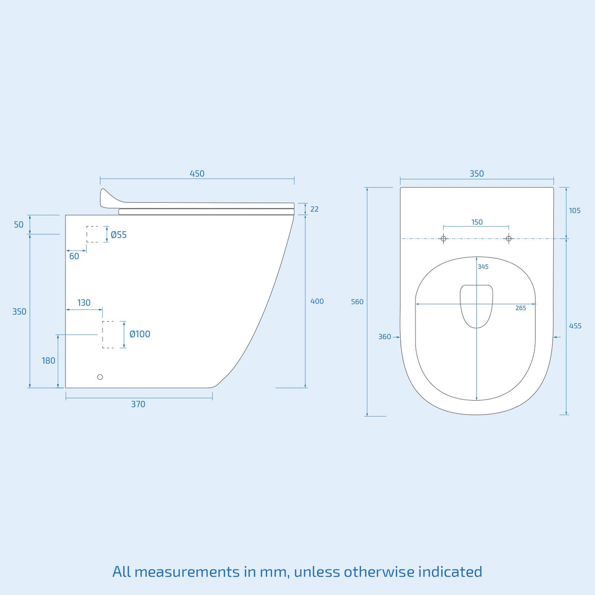 Bretford White 2 in 1 Compact Basin & Back to Wall Round Toilet Space Save Set