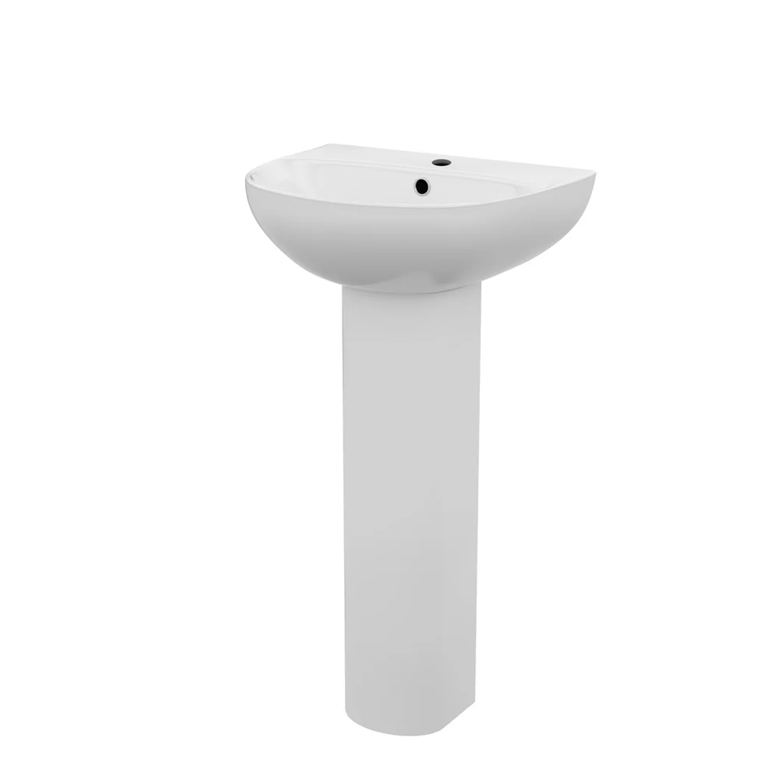 Modern White Round 500mm Slim Edge Full Pedestal Basin