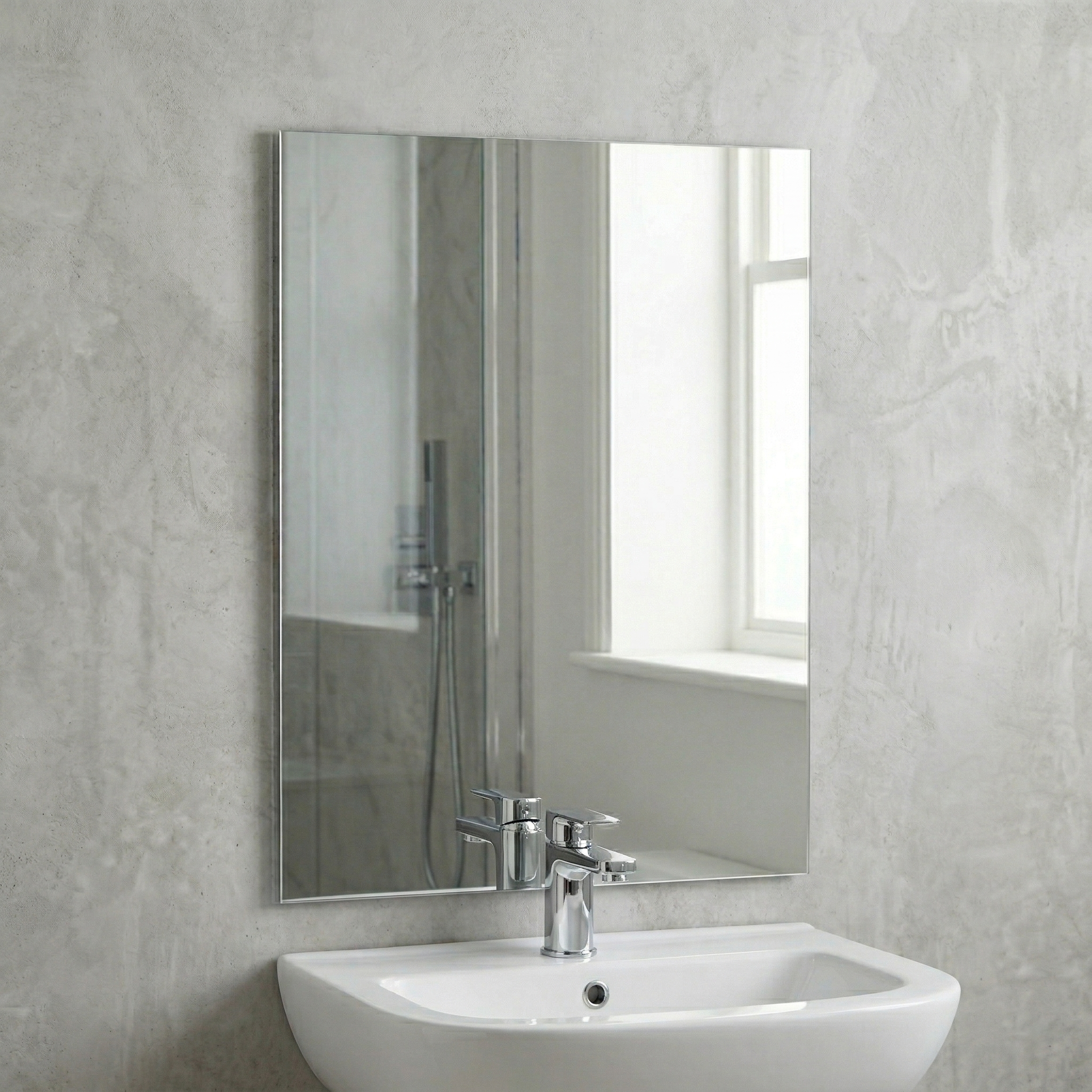 Kartell Piazza 600mm W x 800mm H Rectangle Chrome Frameless Mirror Wall Mounted - PI6080