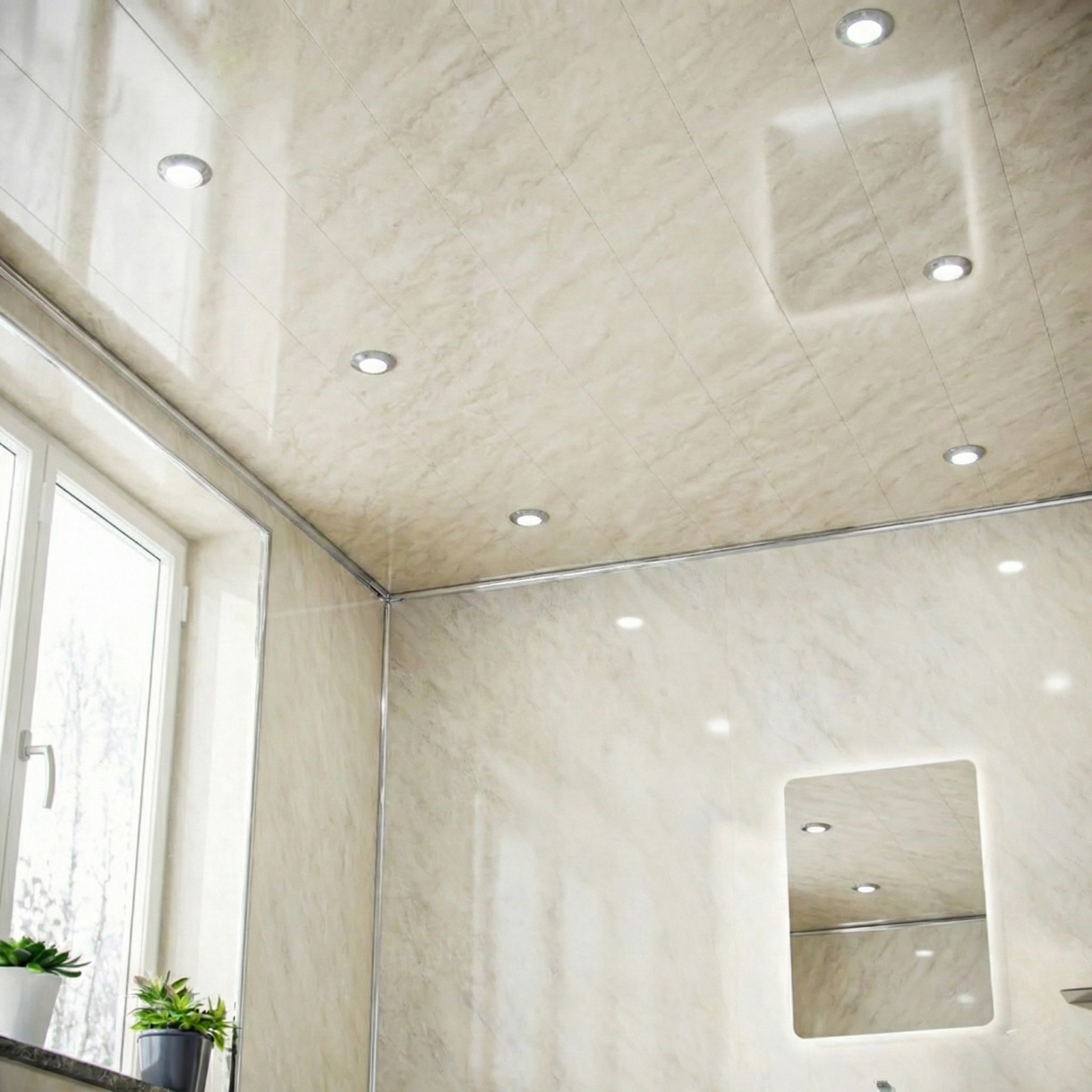 PVC Ceiling Panel/Shower Wall Panel Pergamon Marble 250mm X 2700mm X 5mm (Pack Of 4)