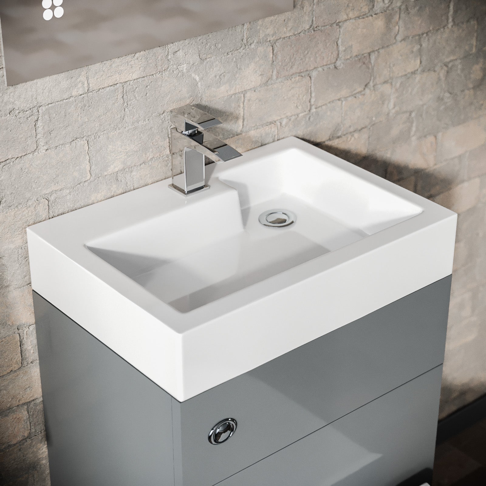 Bretford 500mm White Rectangular L Shaped Basin