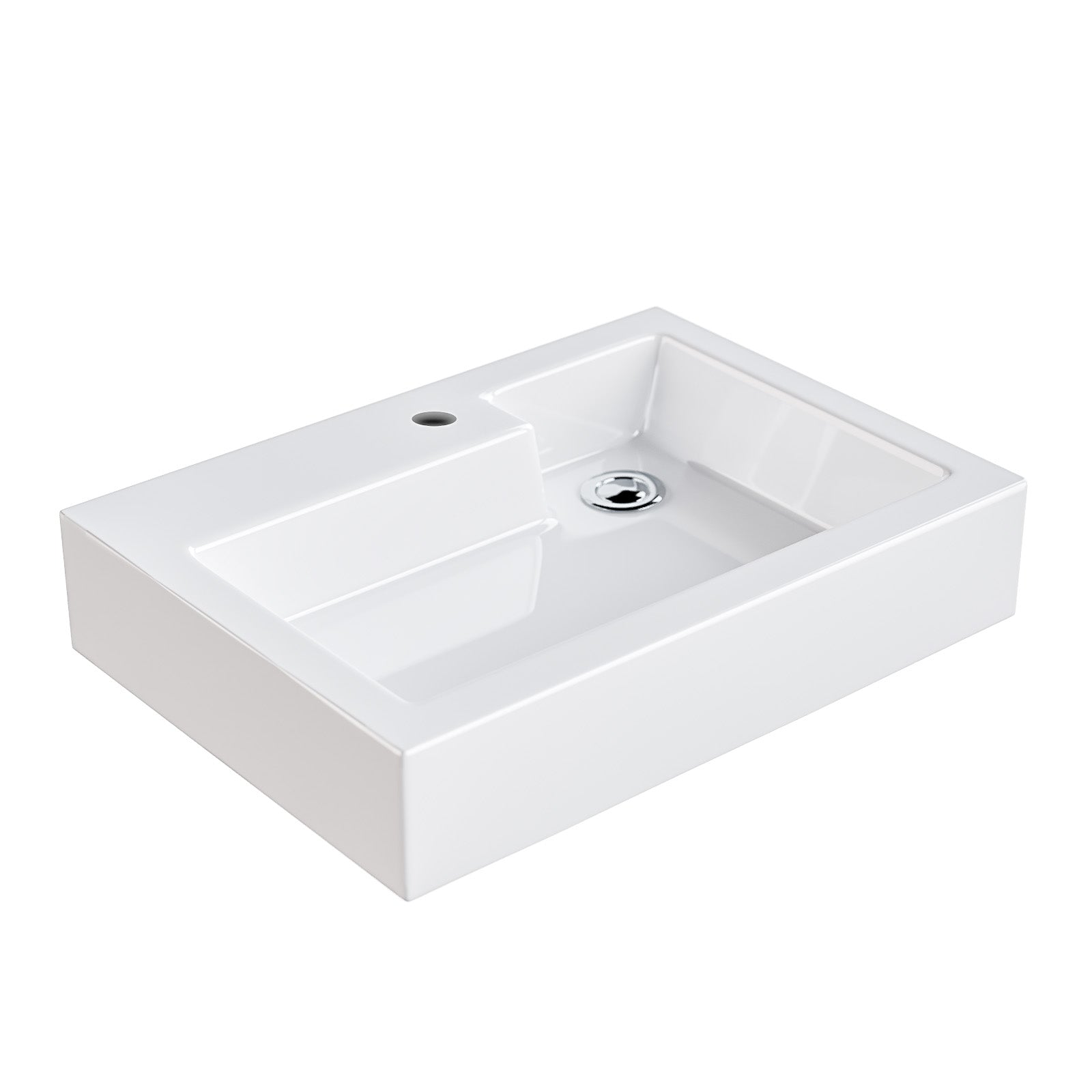 Bretford 500mm White Rectangular L Shaped Basin