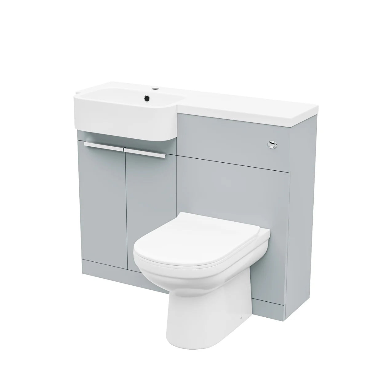 1000mm Left Hand Matte Grey Basin Vanity WC Unit Round BTW Toilet