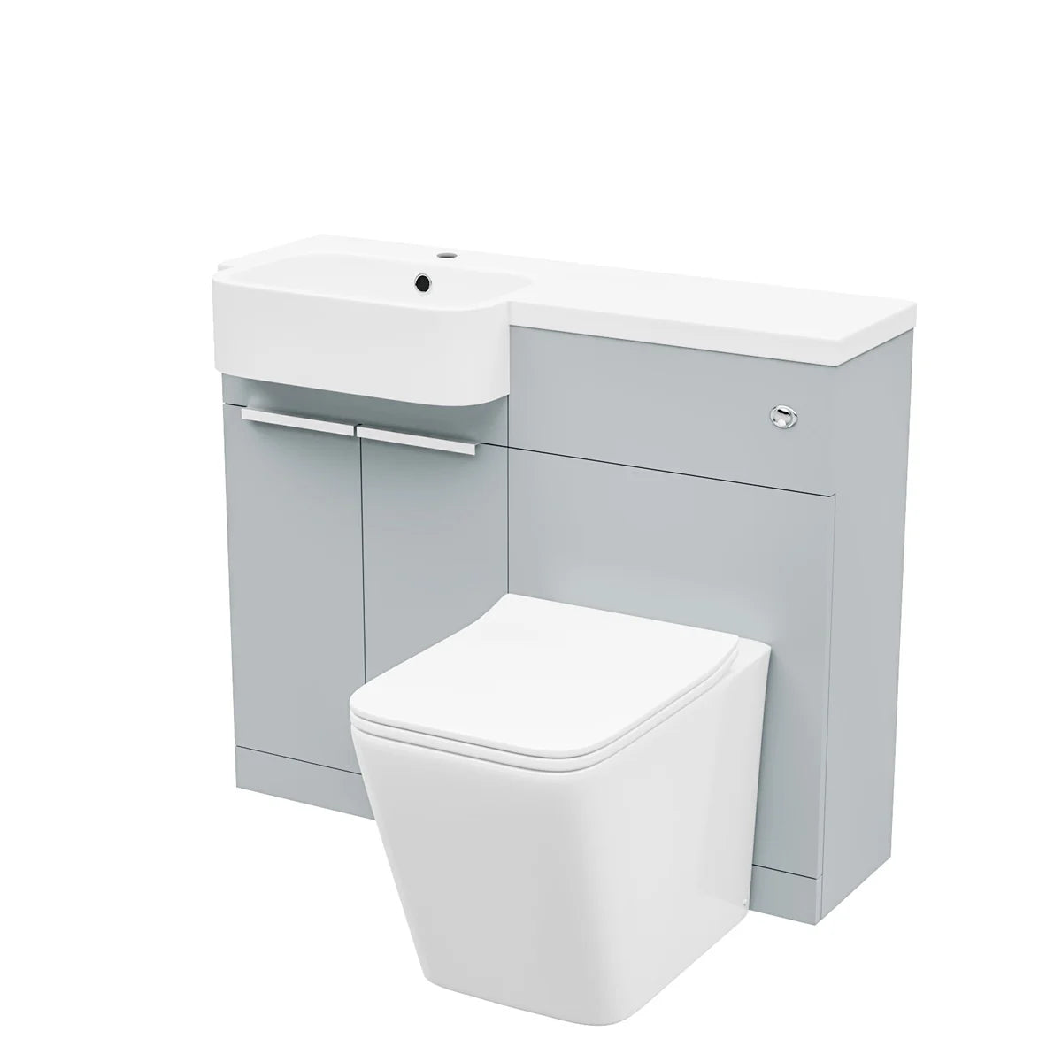 1000mm Left Hand Matte Grey Basin Vanity WC Unit Square BTW Toilet
