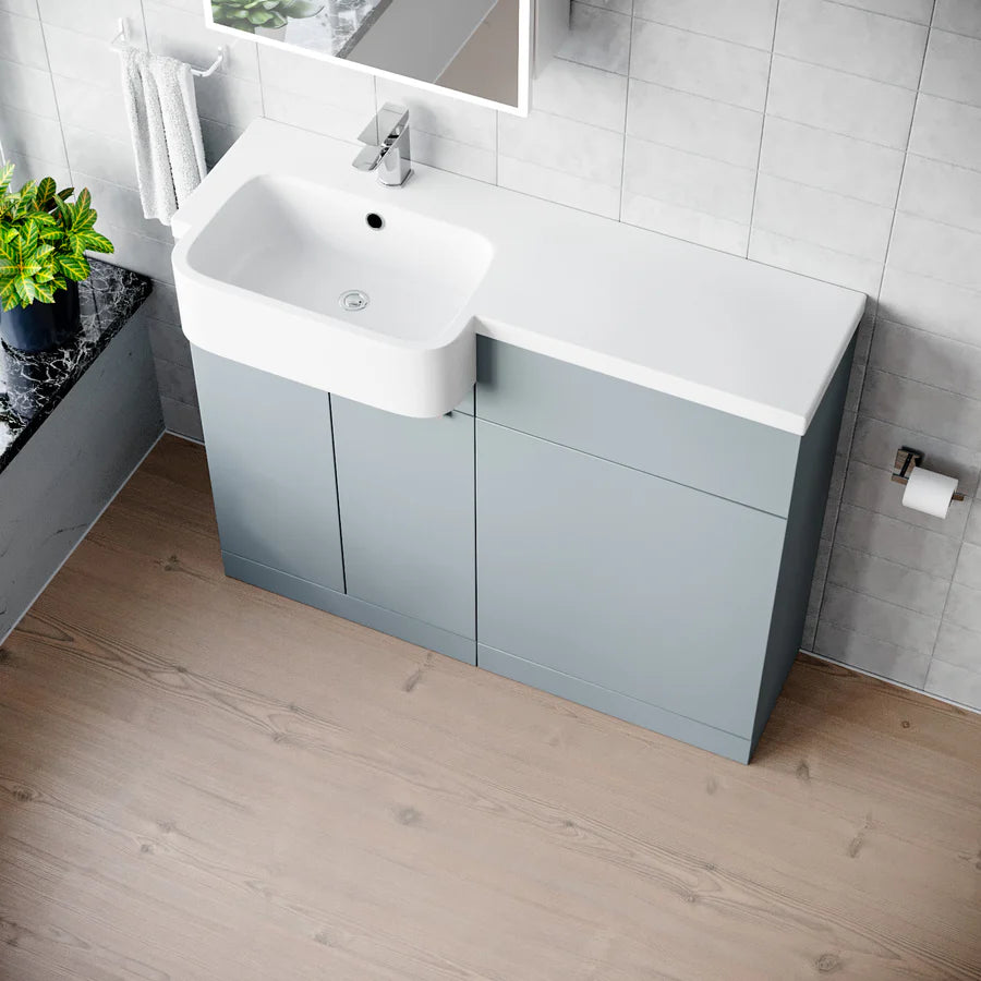 1000mm Left Hand Matte Grey Basin Vanity and WC Unit Chrome Handles