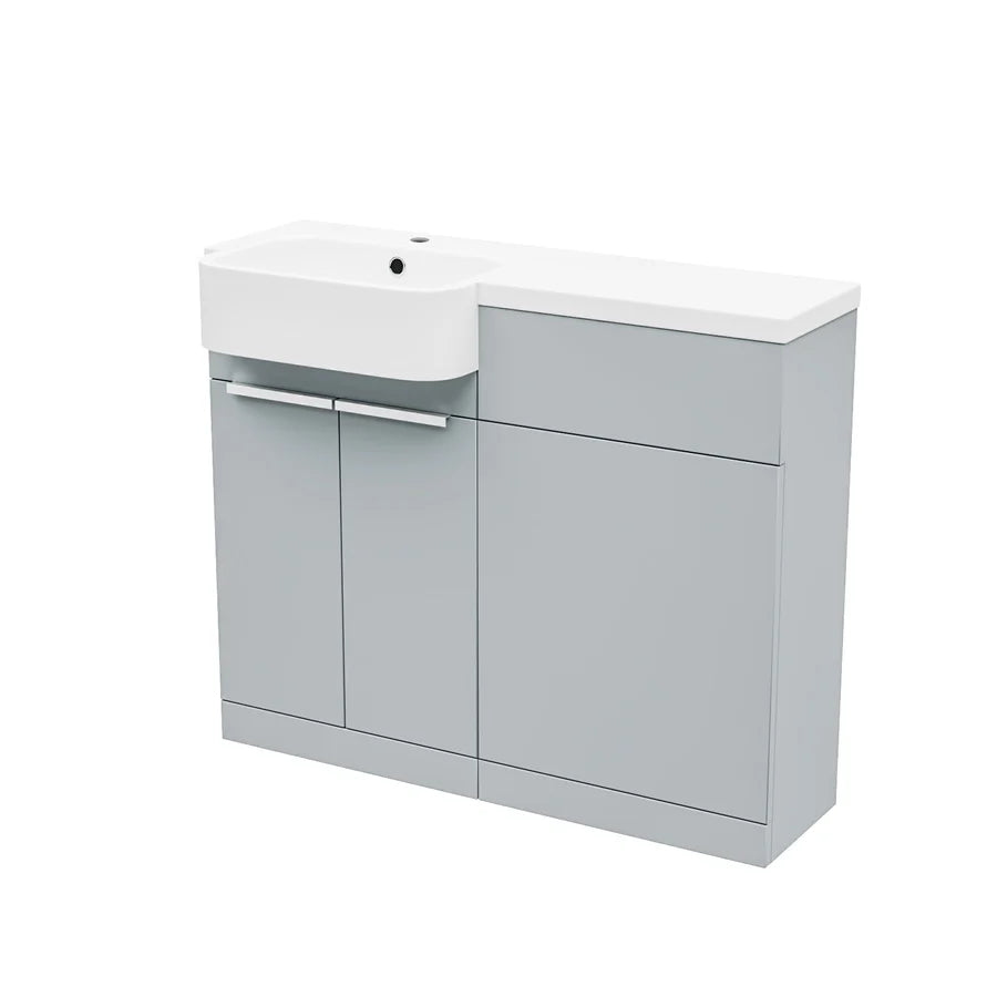1000mm Left Hand Matte Grey Basin Vanity and WC Unit Chrome Handles